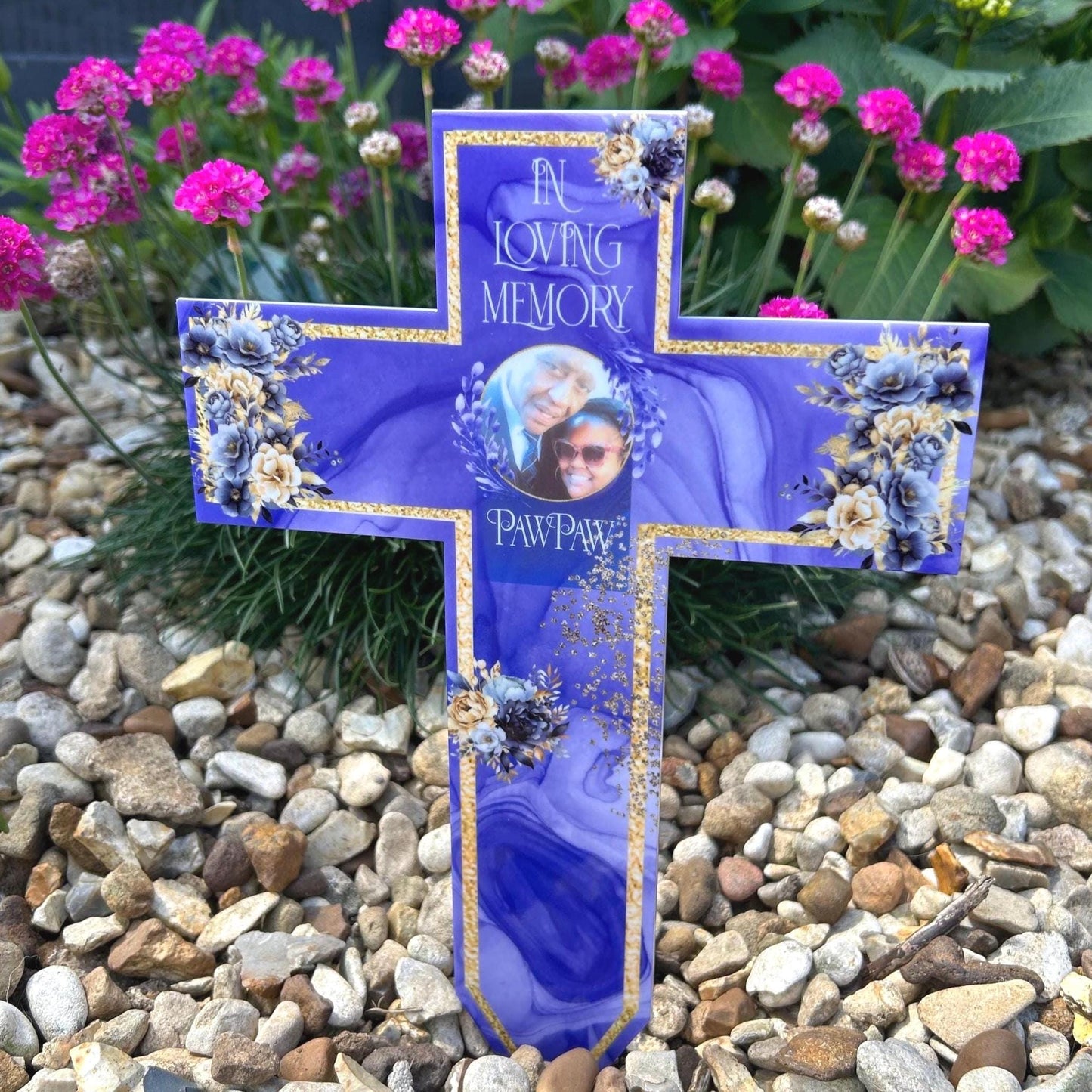 In Memory Cross Grave Marker