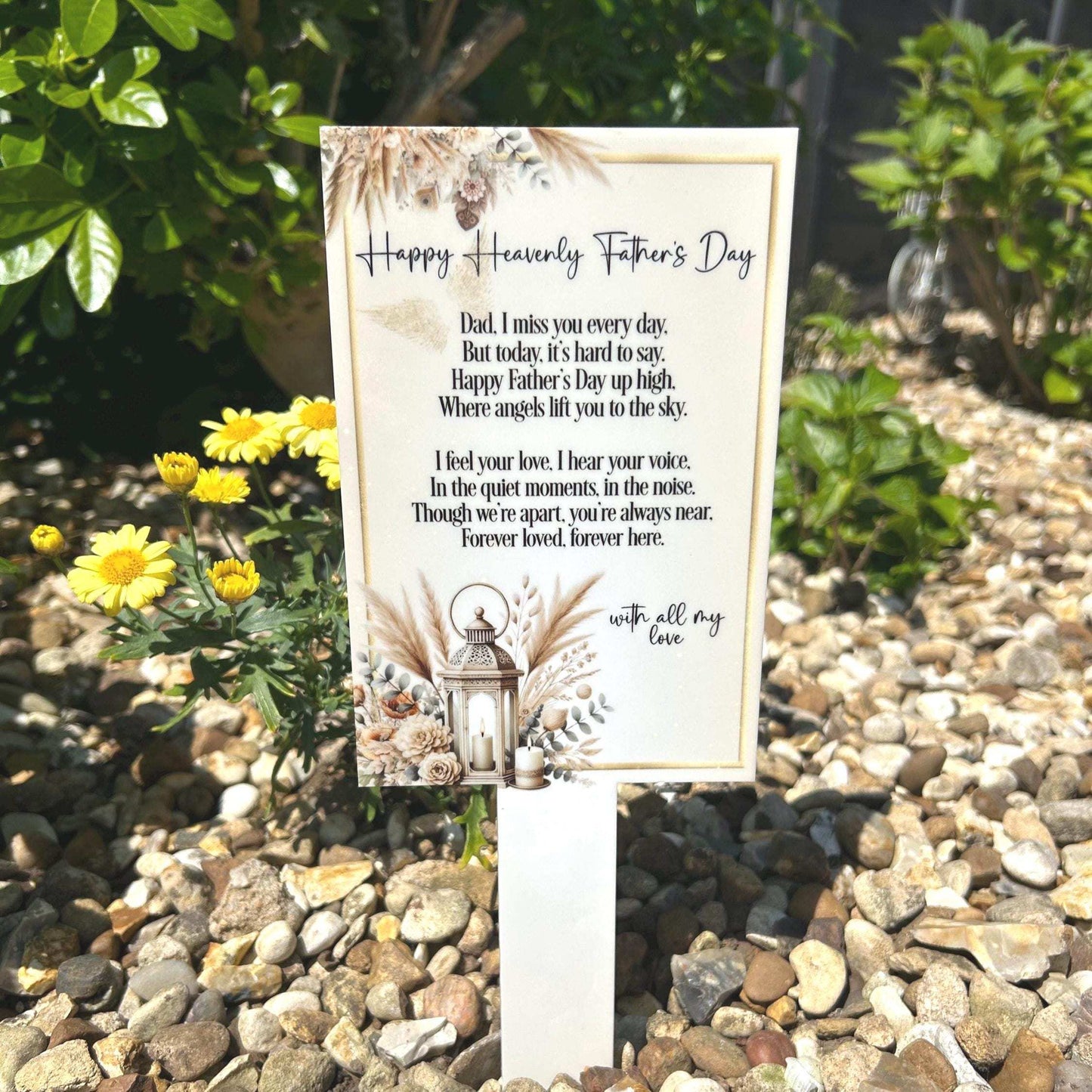 Happy Heavenly Fathers Day Card Grave Marker
