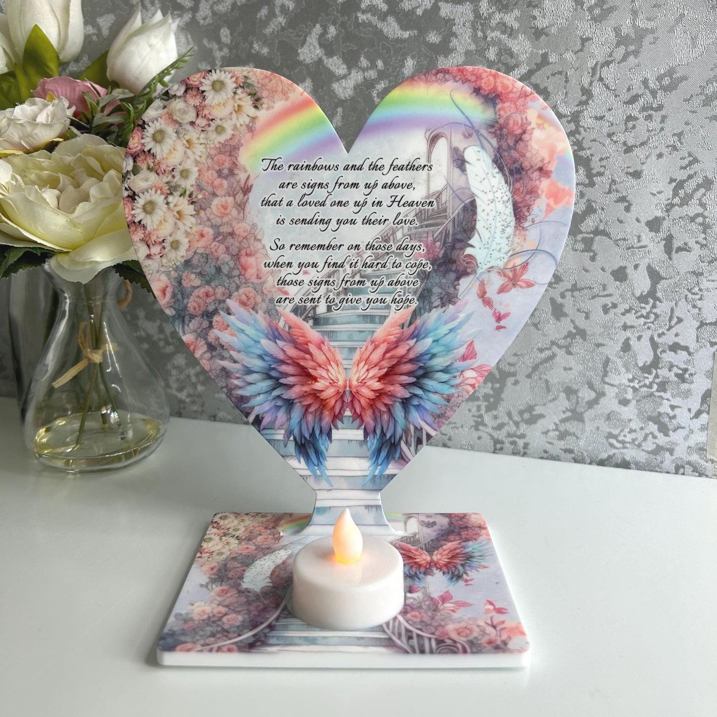 Rainbow & Feathers Memorial Tealight