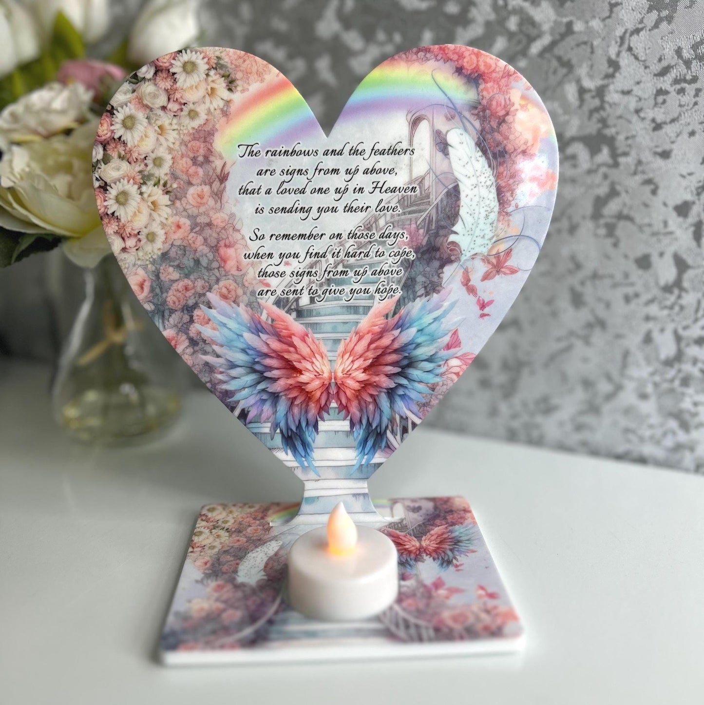 Rainbow & Feathers Memorial Tealight
