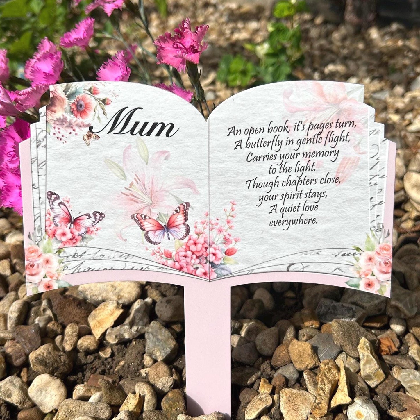 Butterfly Memorial Open Book Grave Marker