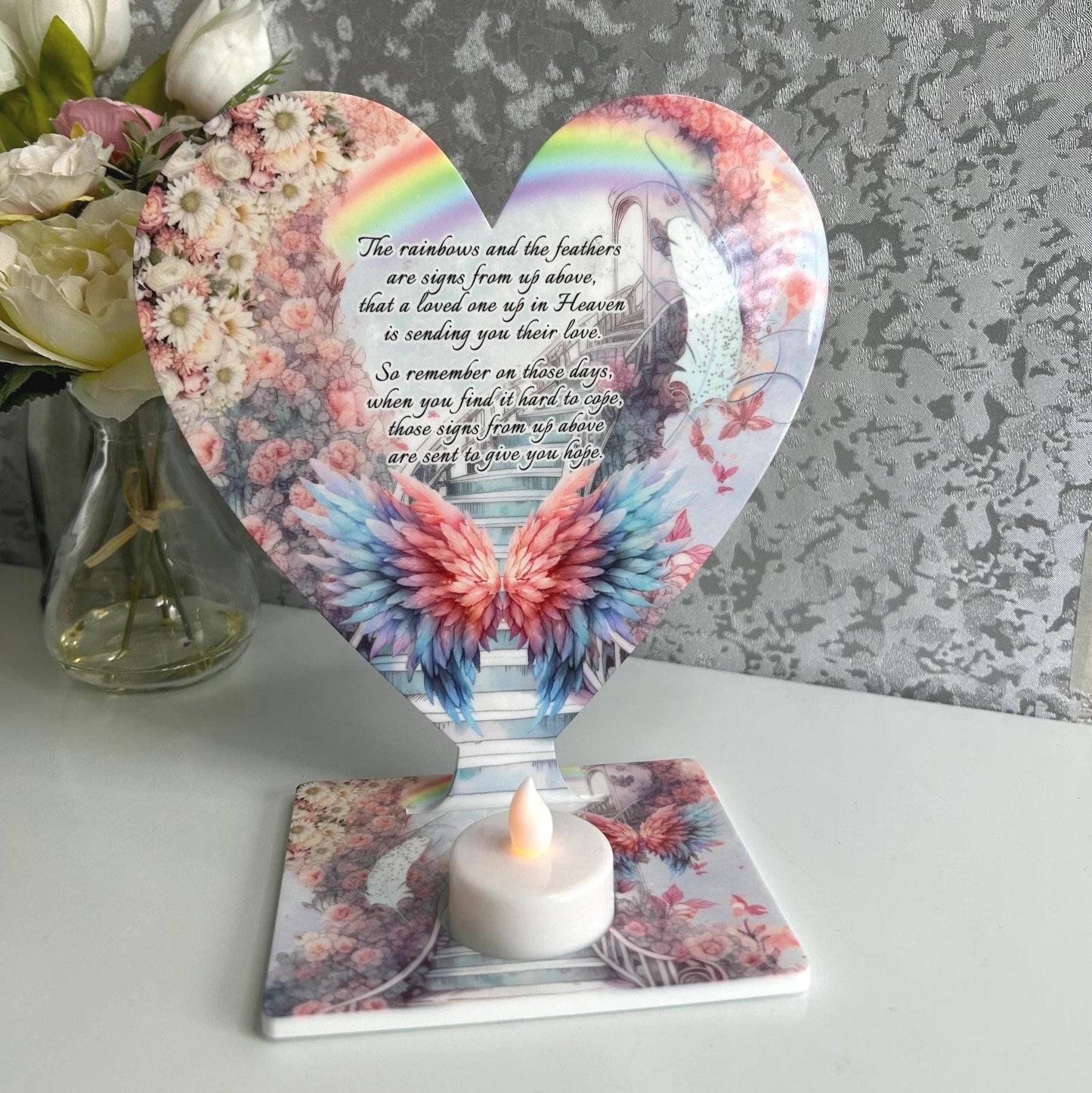 Rainbow & Feathers Memorial Tealight