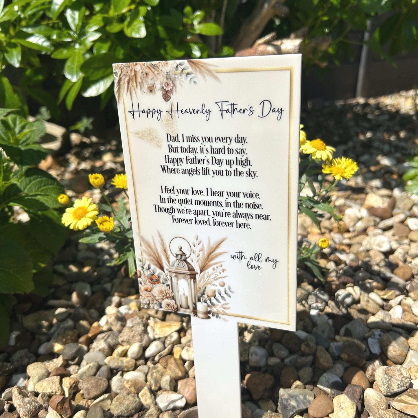 Happy Heavenly Fathers Day Card Grave Marker