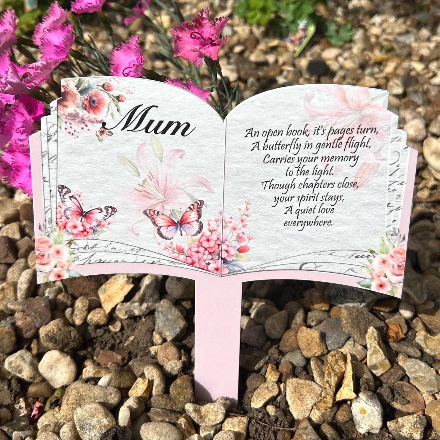 Butterfly Memorial Open Book Grave Marker