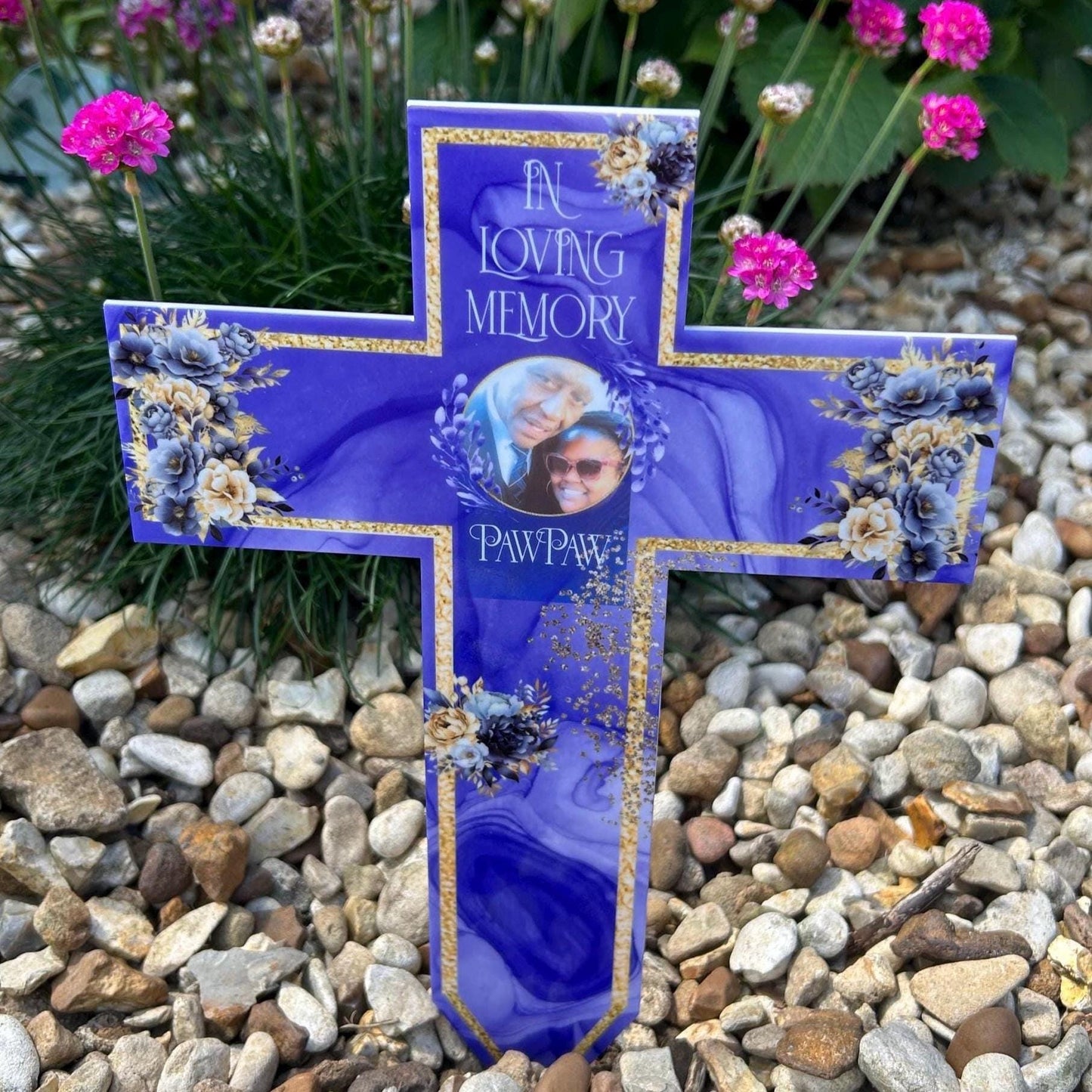 In Memory Cross Grave Marker