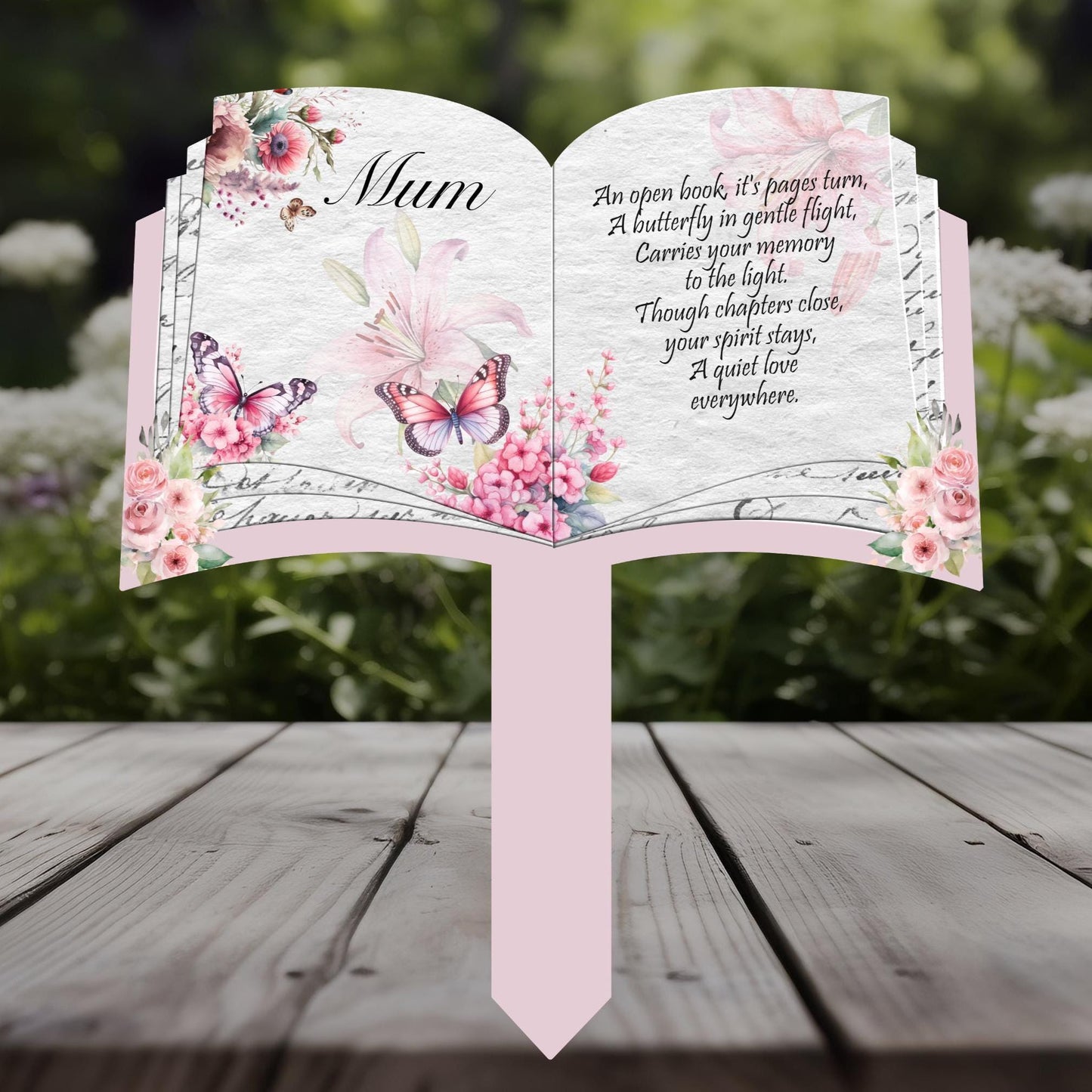 Butterfly Memorial Open Book Grave Marker