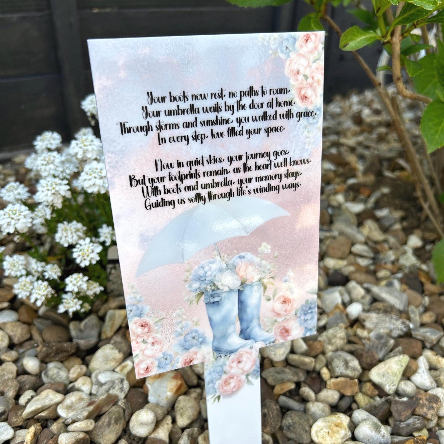 Your Boots and Umbrella Now Rest Grave Marker