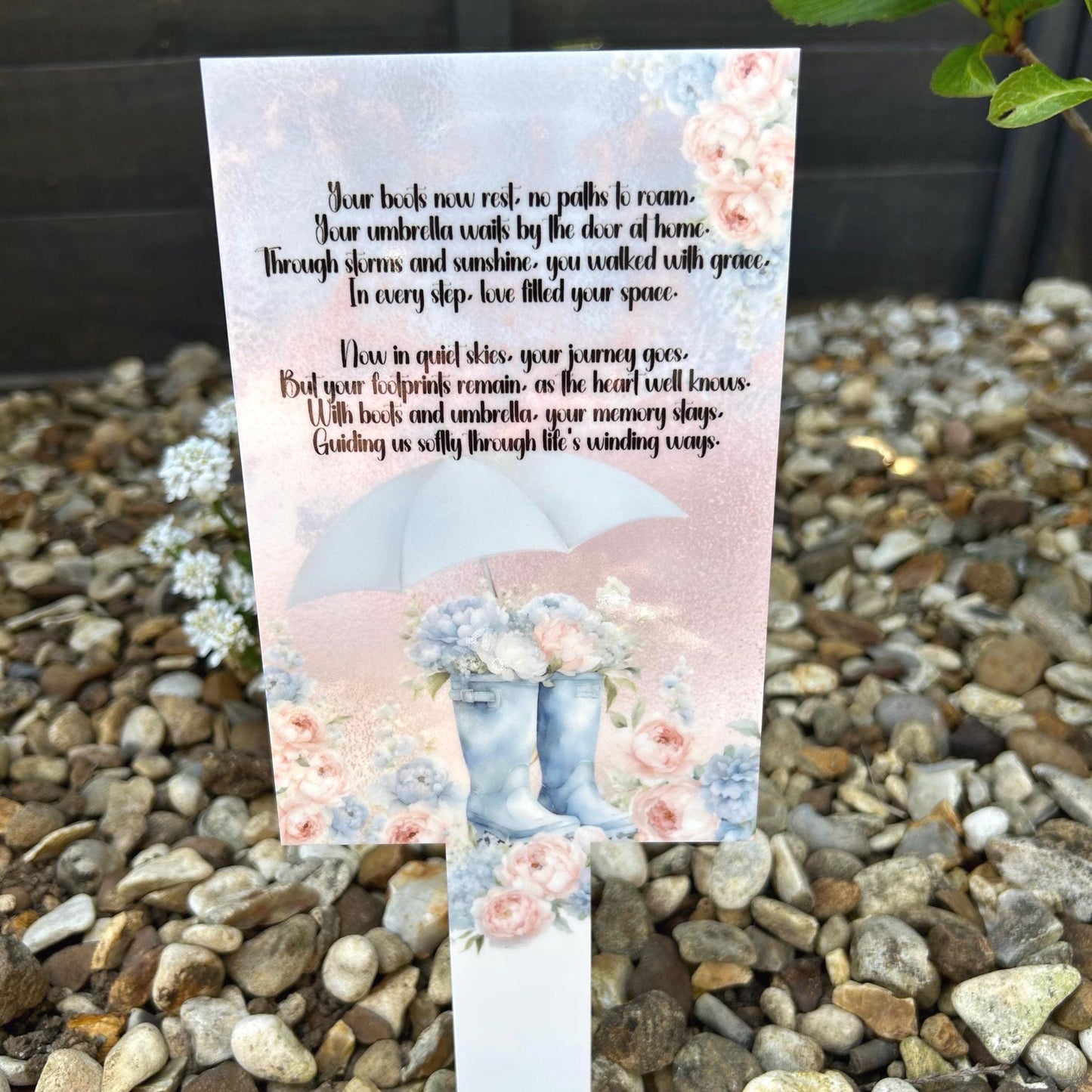 Your Boots and Umbrella Now Rest Grave Marker