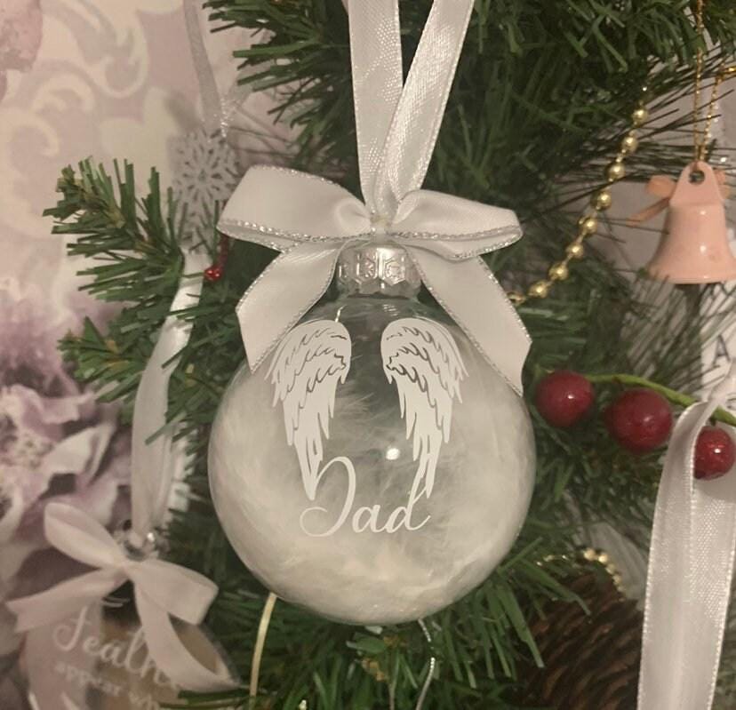 Feathered Angel Wings Memorial Bauble