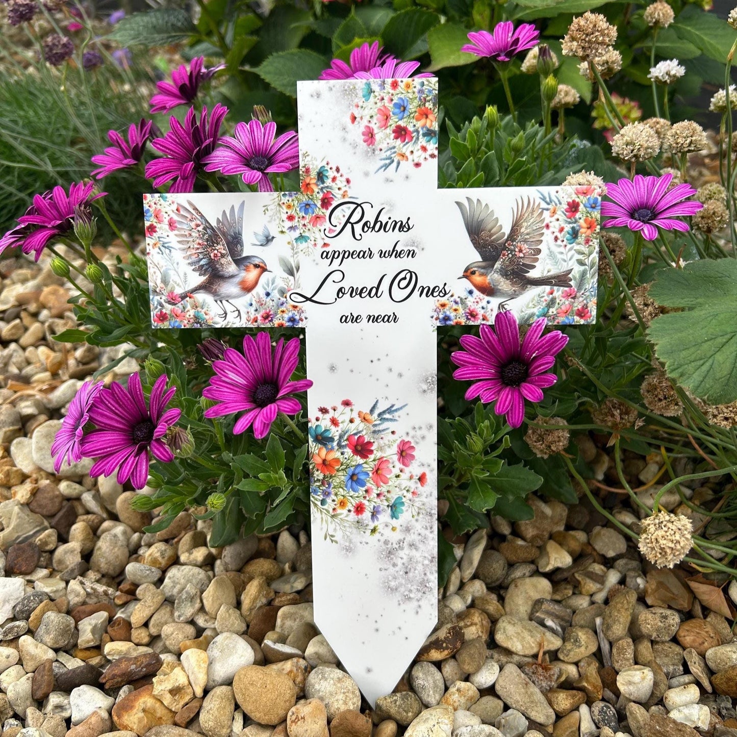 Robins Appear Cross Grave Marker