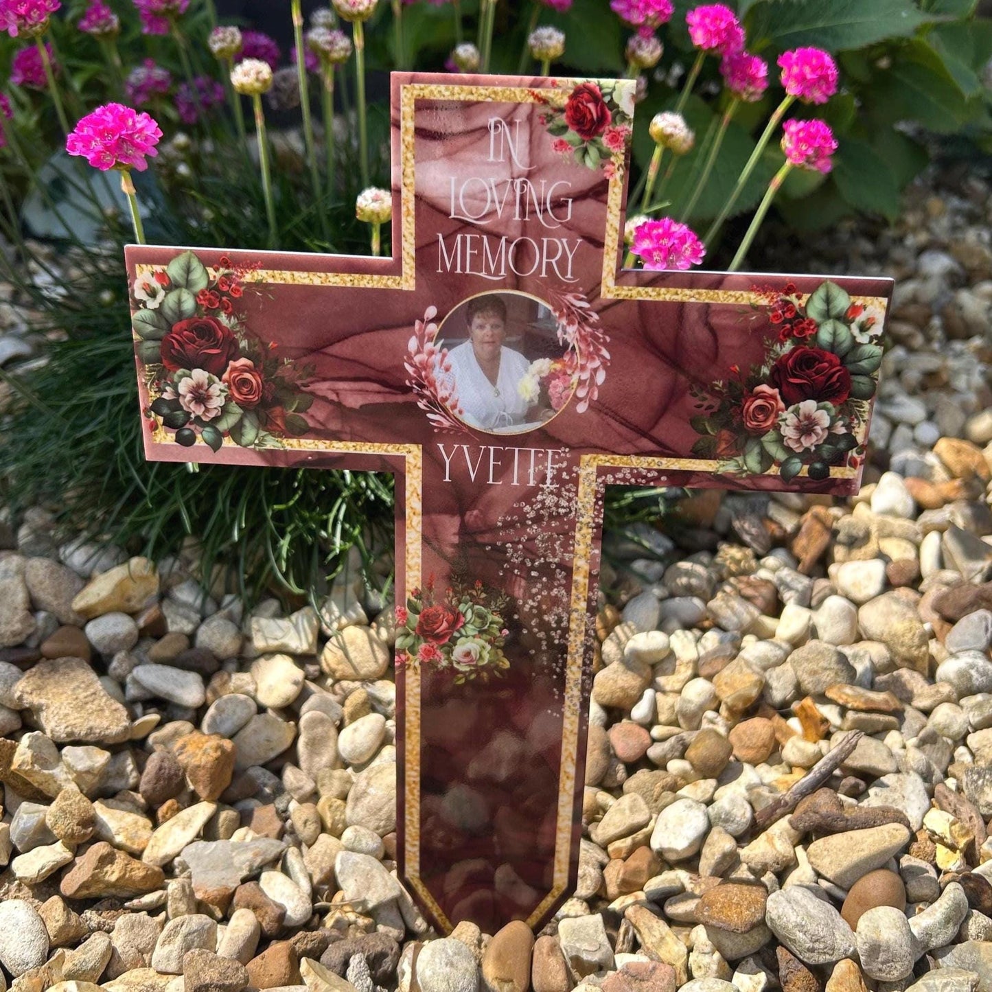 In Memory Cross Grave Marker