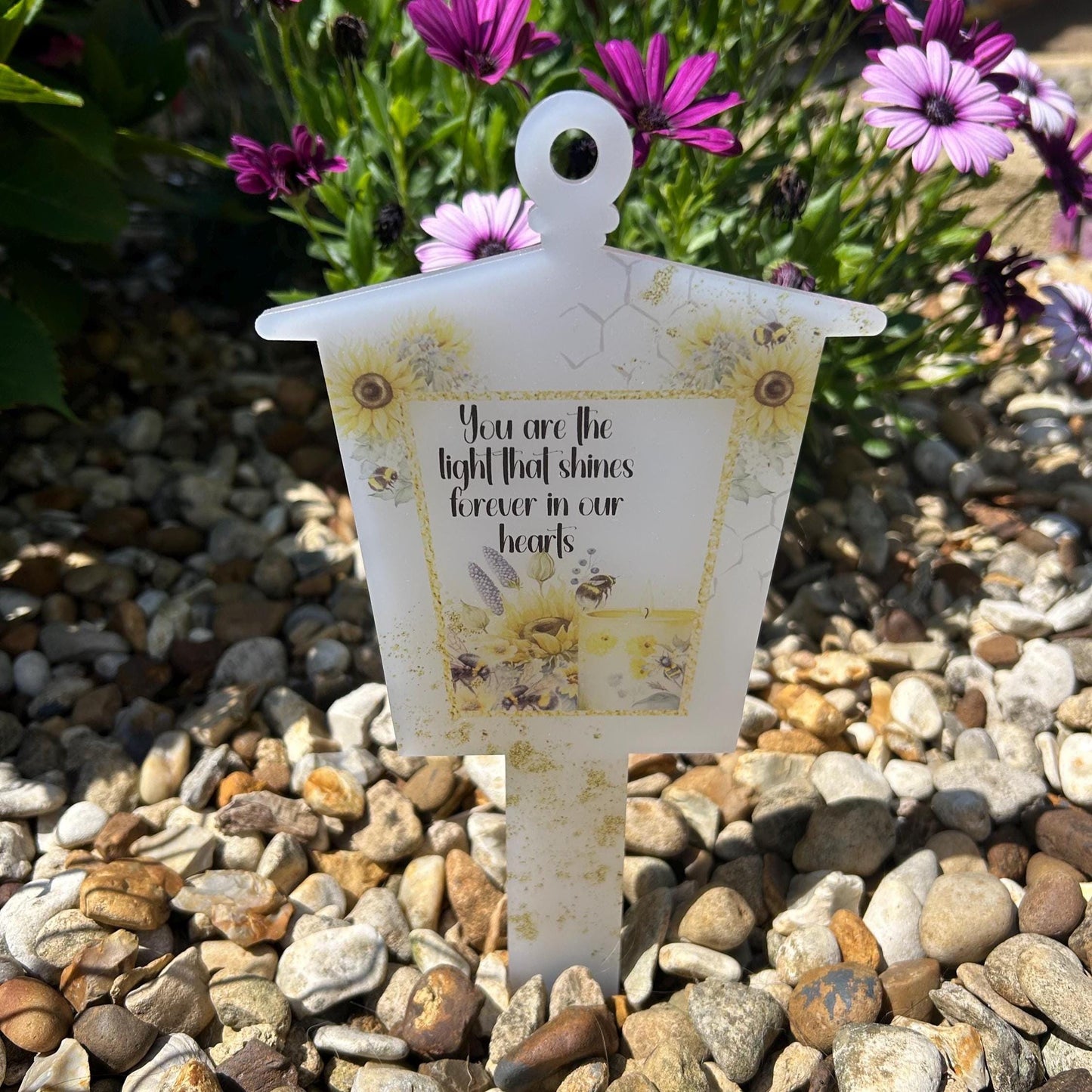 Sunflowers & Bee Lantern Grave Marker