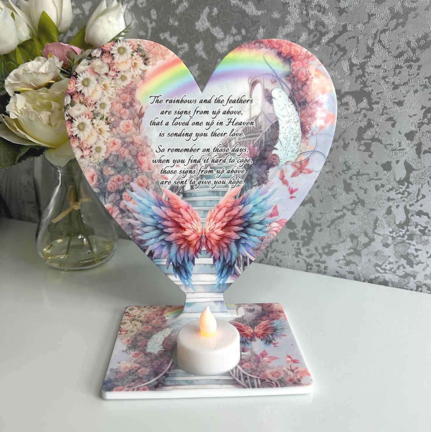 Rainbow & Feathers Memorial Tealight