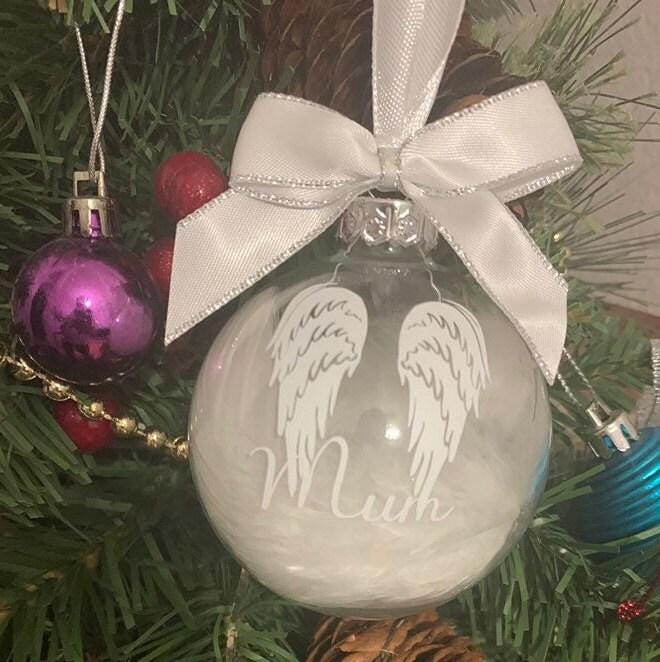 Feathered Angel Wings Memorial Bauble