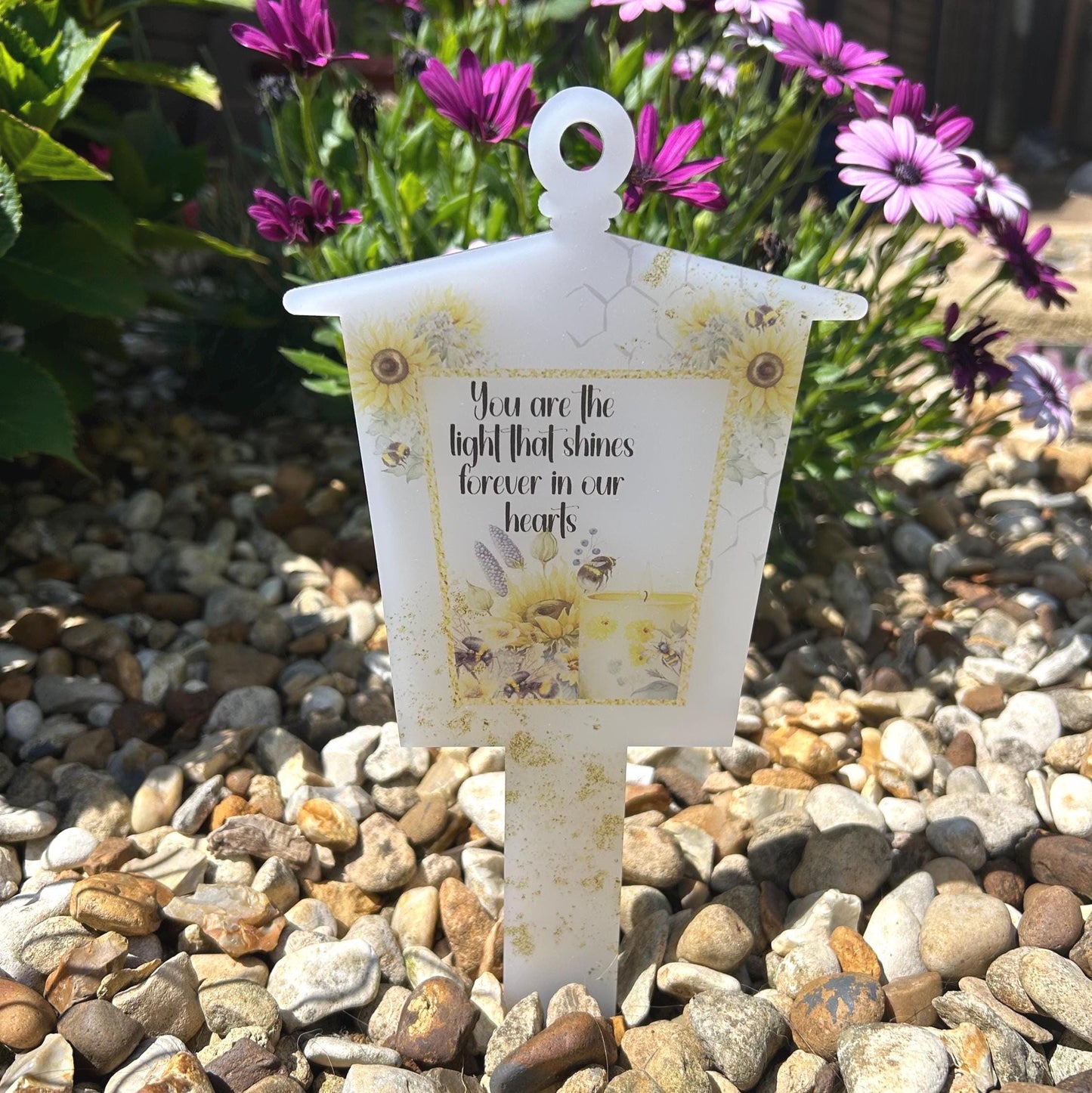Sunflowers & Bee Lantern Grave Marker