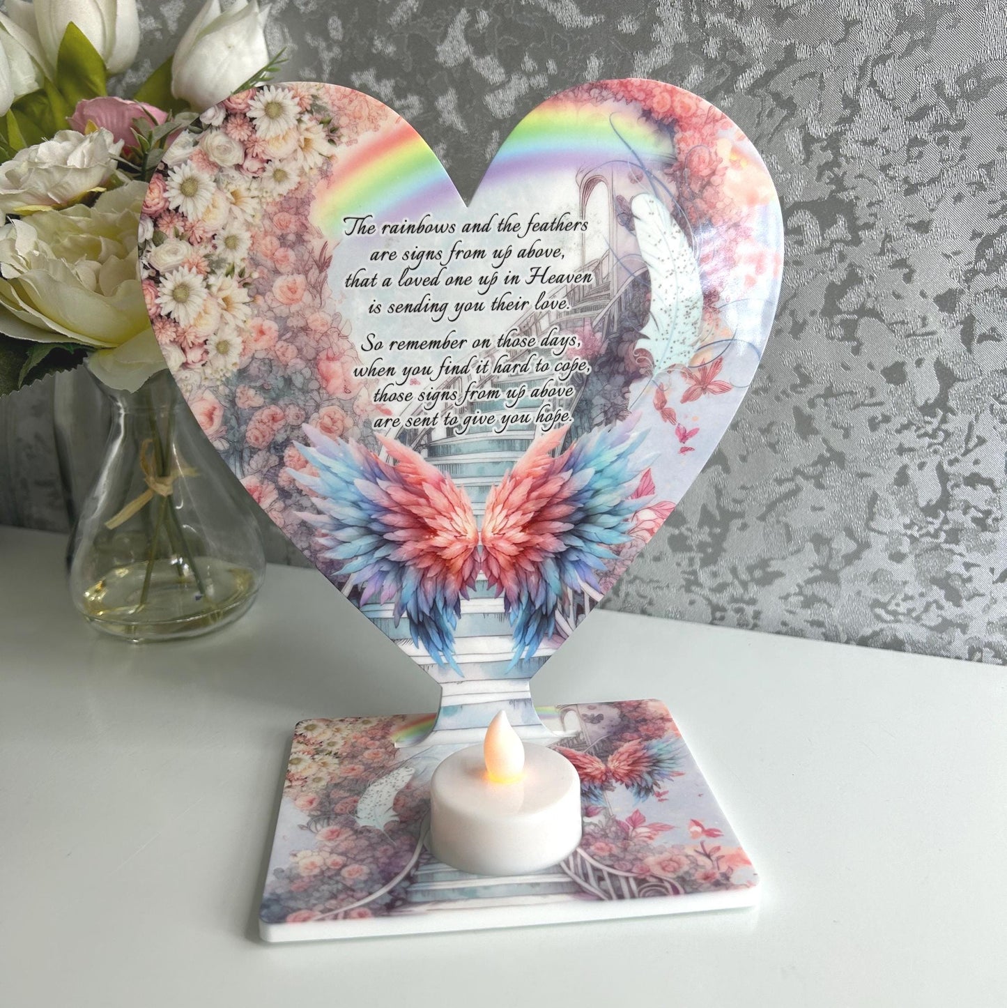 Rainbow & Feathers Memorial Tealight