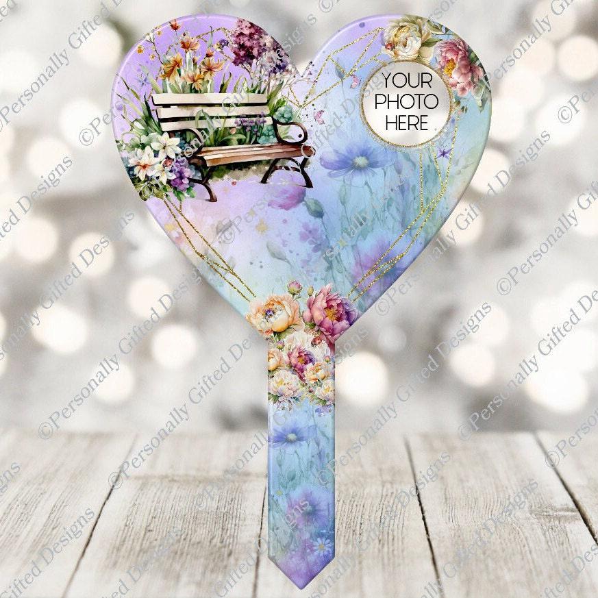 Floral Bench Memorial Heart Grave Marker