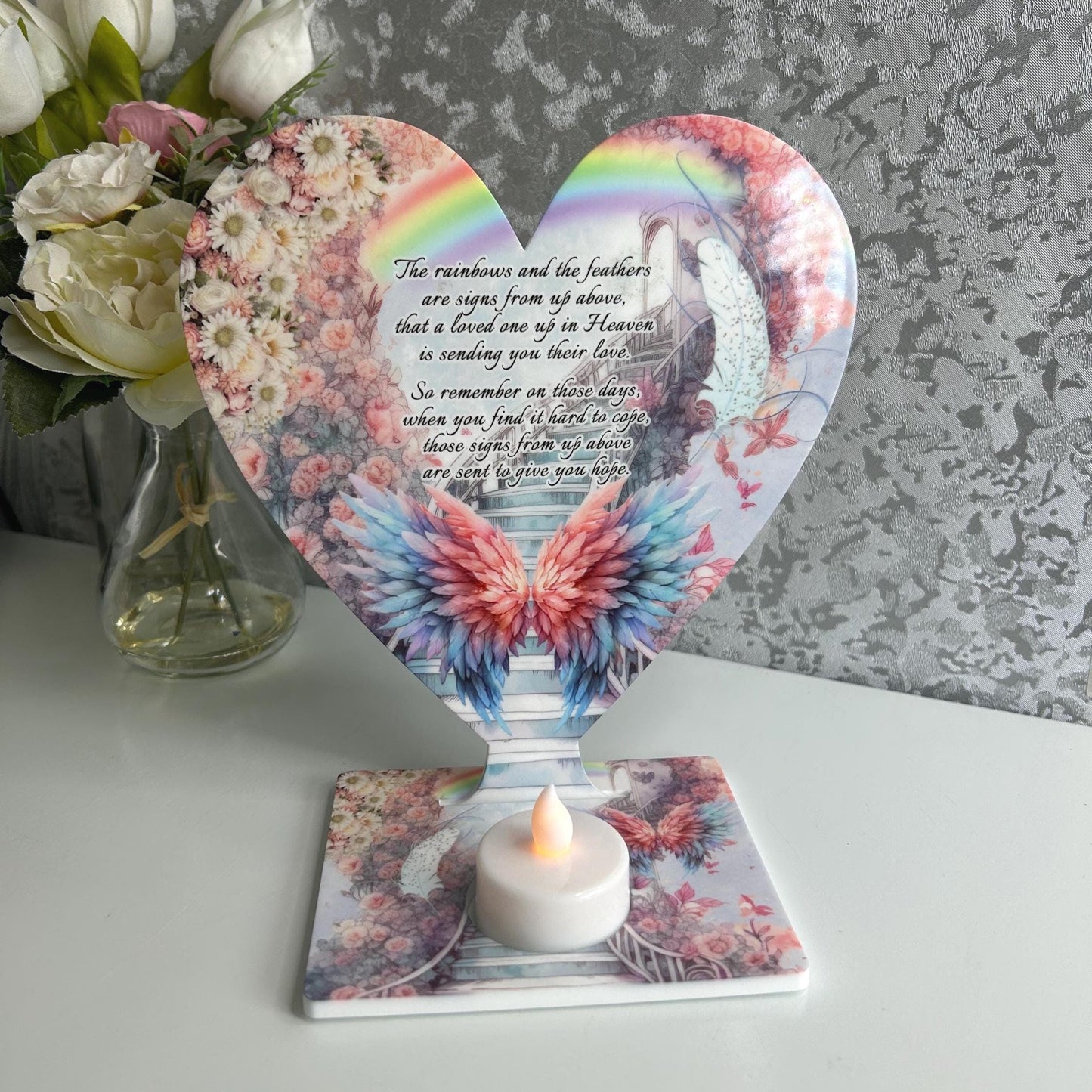 Rainbow & Feathers Memorial Tealight