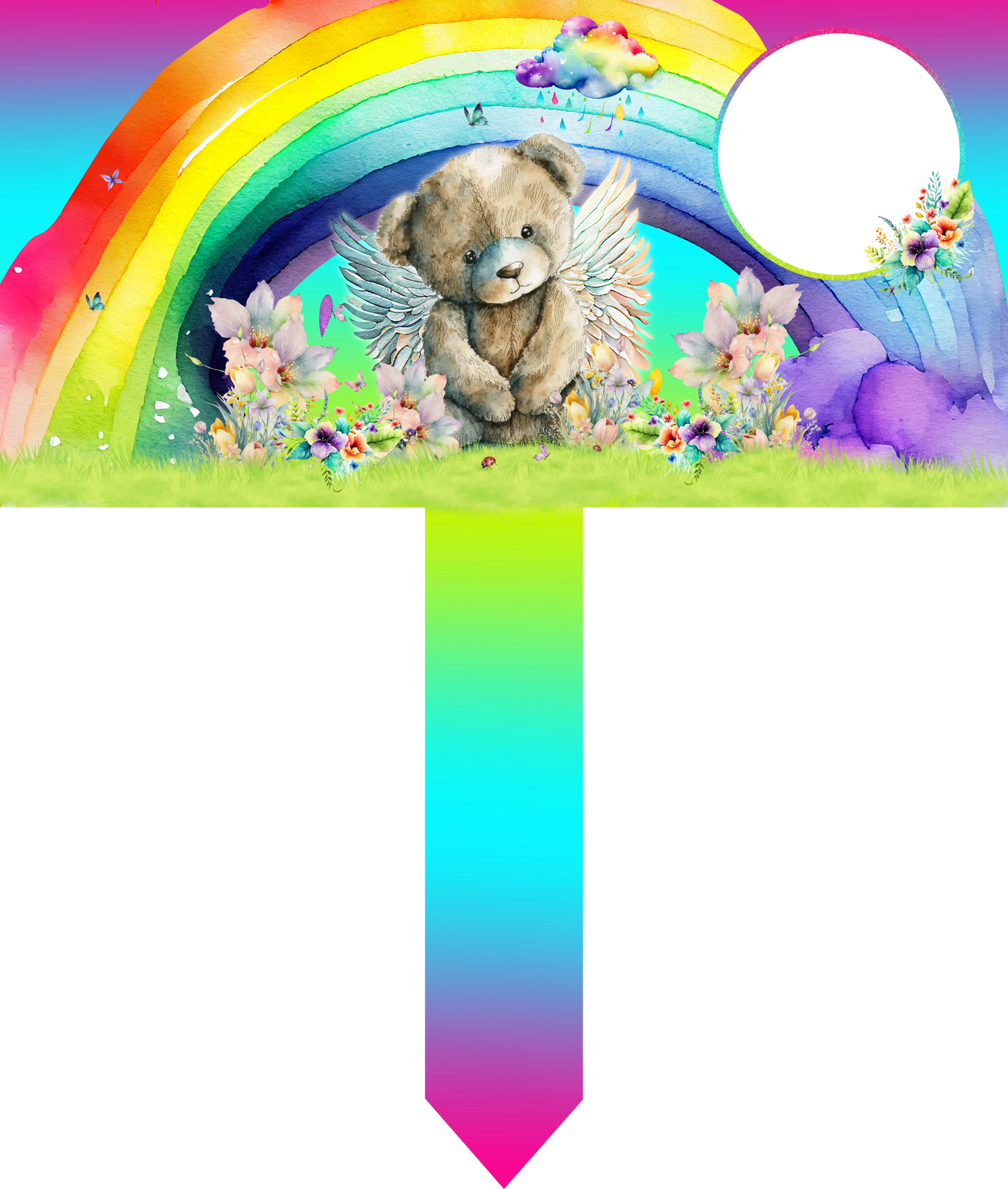 Sleep Tight Little One- Teddy Bear Rainbow Grave Marker