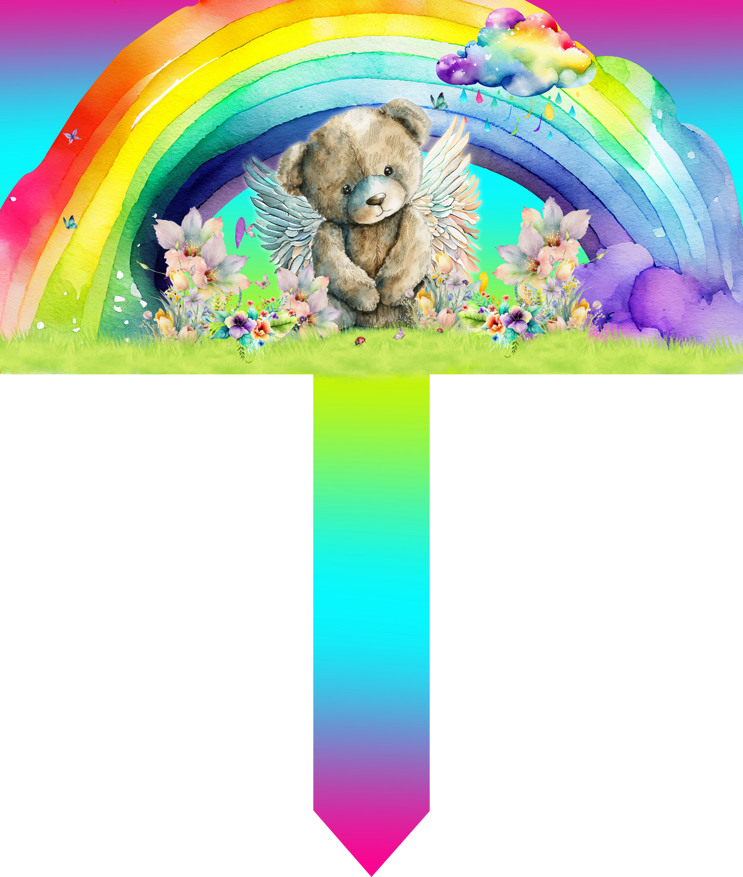 Sleep Tight Little One- Teddy Bear Rainbow Grave Marker