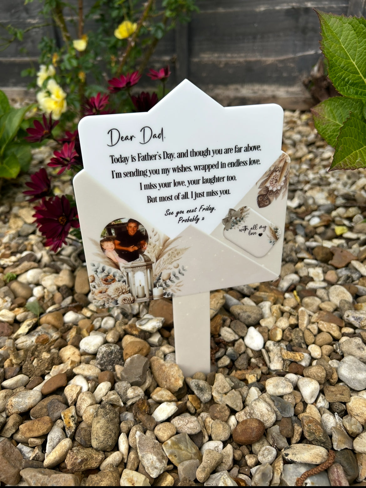 Fathers Day Dear Dad Letter Grave Marker- Beige