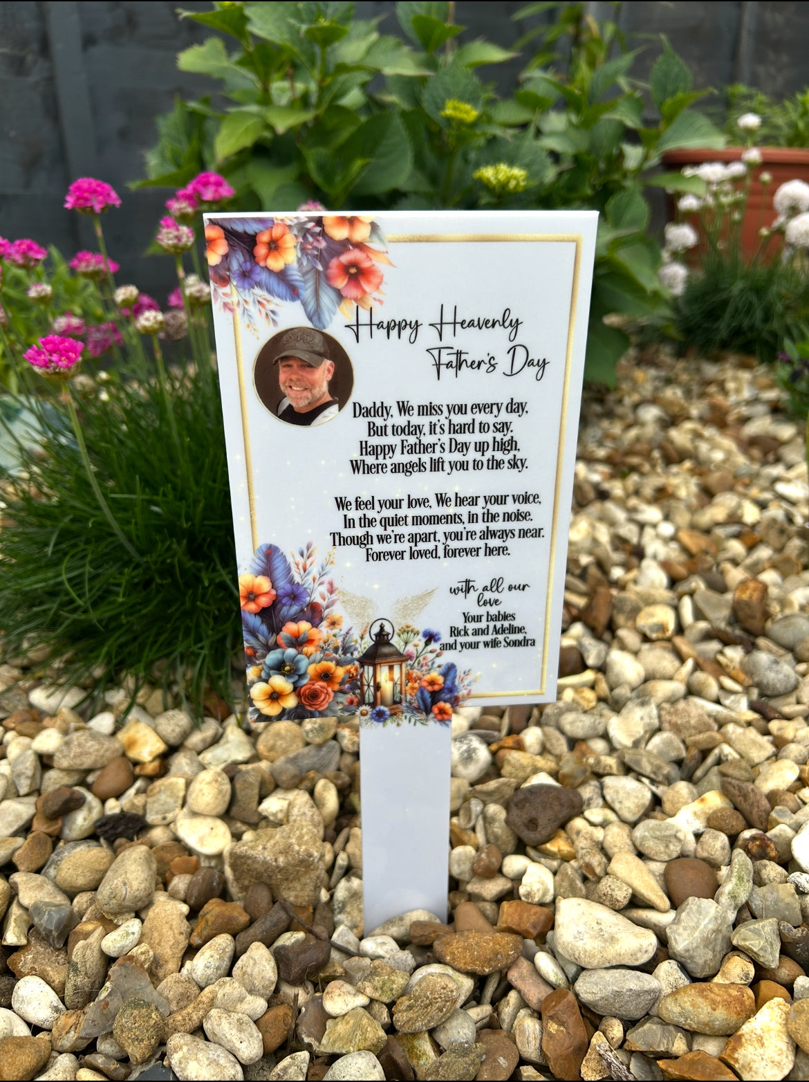 Happy Heavenly Fathers Day Card - Blue Grave Marker