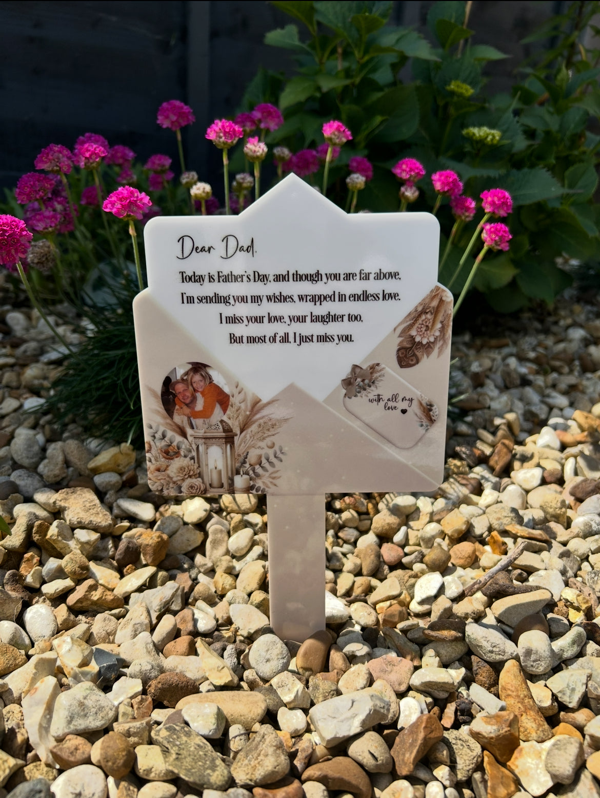 Fathers Day Dear Dad Letter Grave Marker- Beige