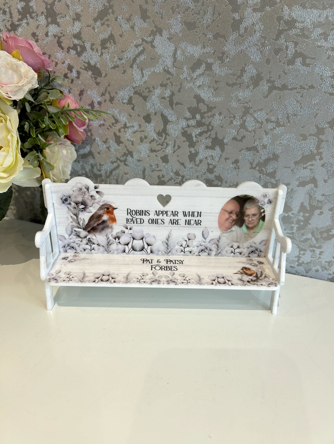 Robins Appear When Loved Ones Are Near Memorial Bench Keepsake