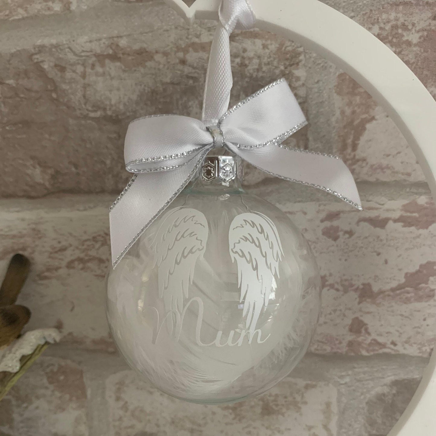 Feathered Angel Wings Memorial Bauble