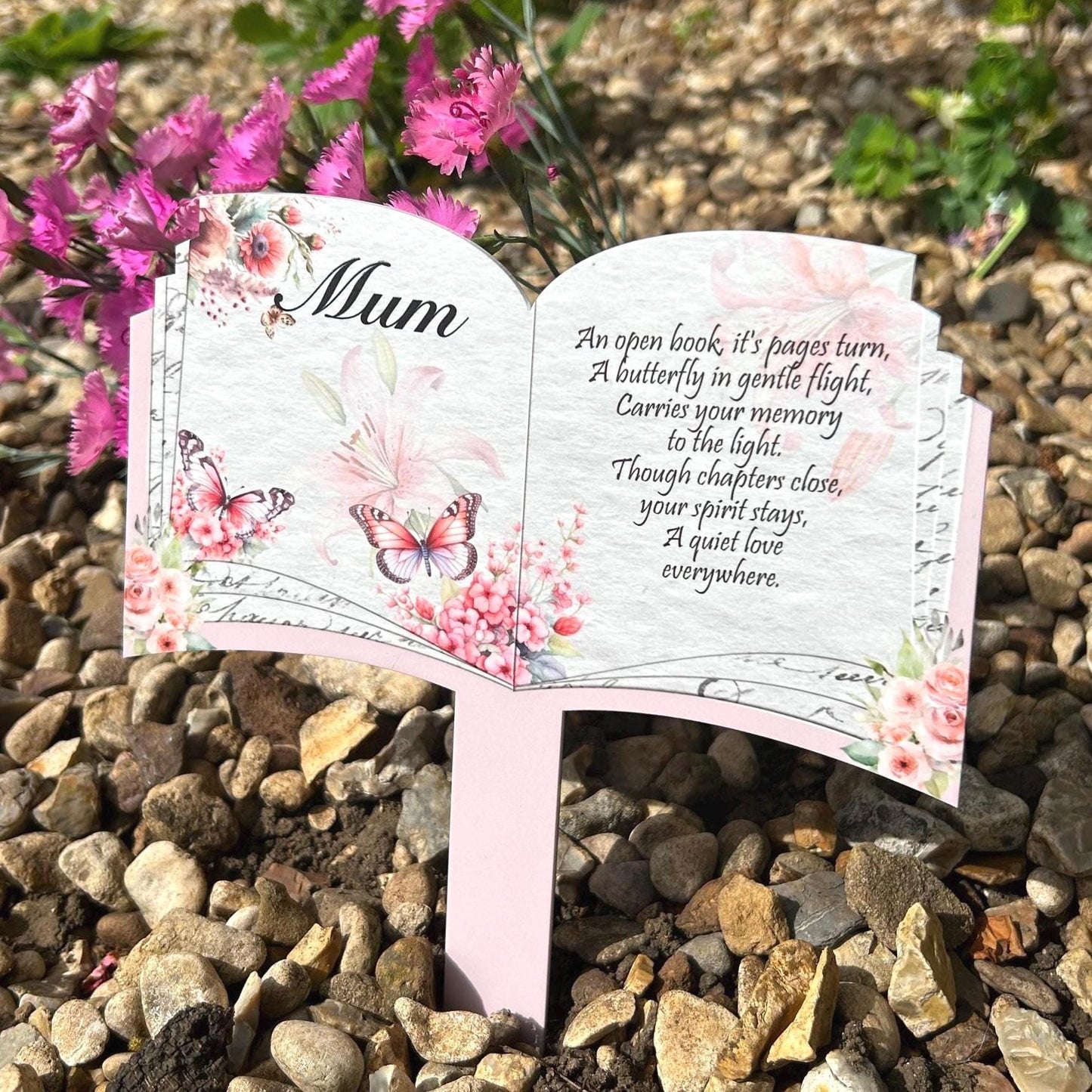 Butterfly Memorial Open Book Grave Marker