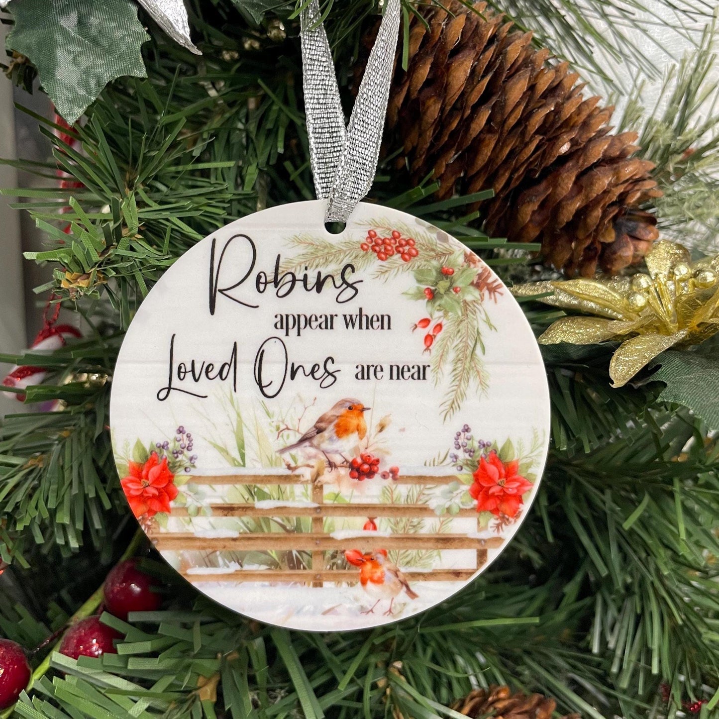 Robins Appear when Loved Ones Are Near Photo Bauble