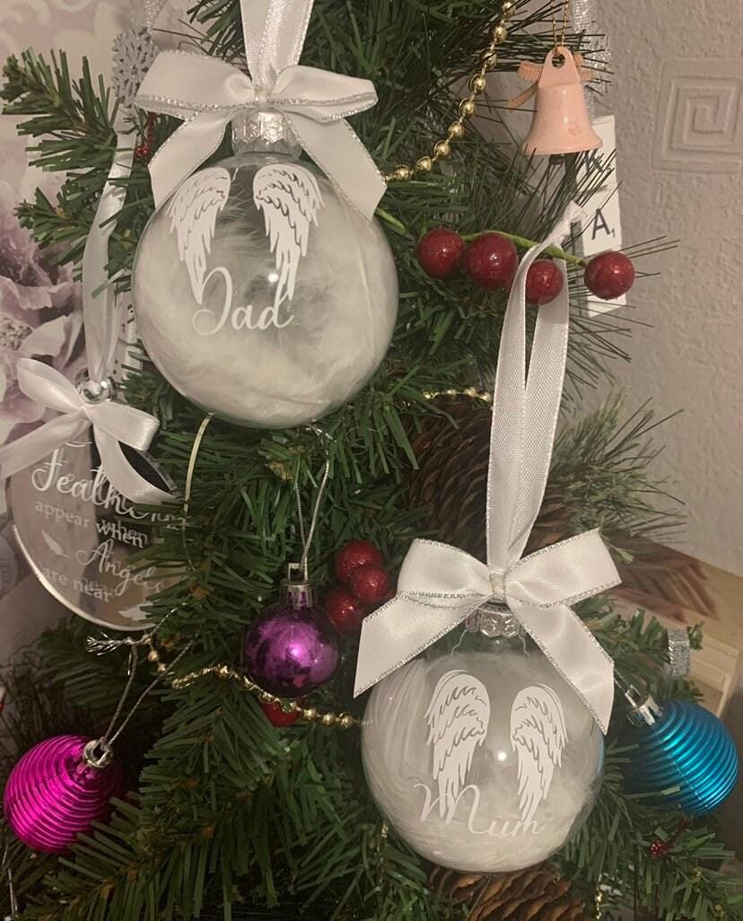 Feathered Angel Wings Memorial Bauble
