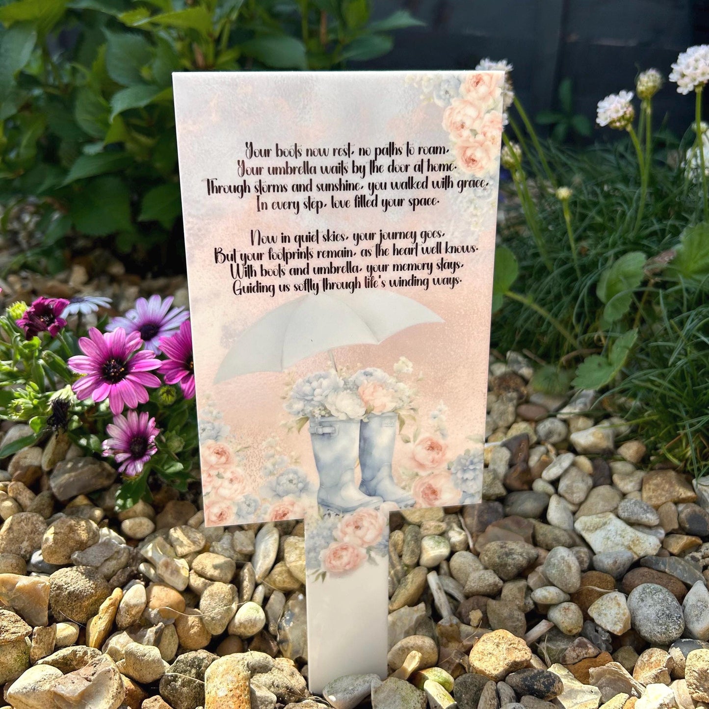 Your Boots and Umbrella Now Rest Grave Marker