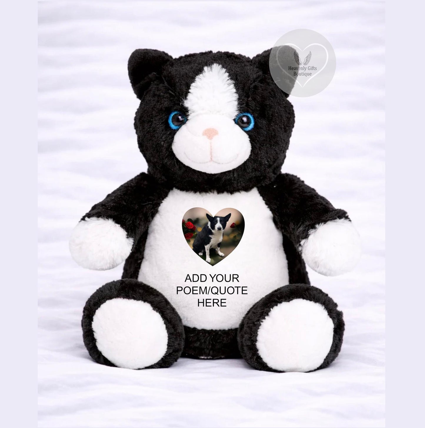Cat bereavement memorial teddy with personalised tribute