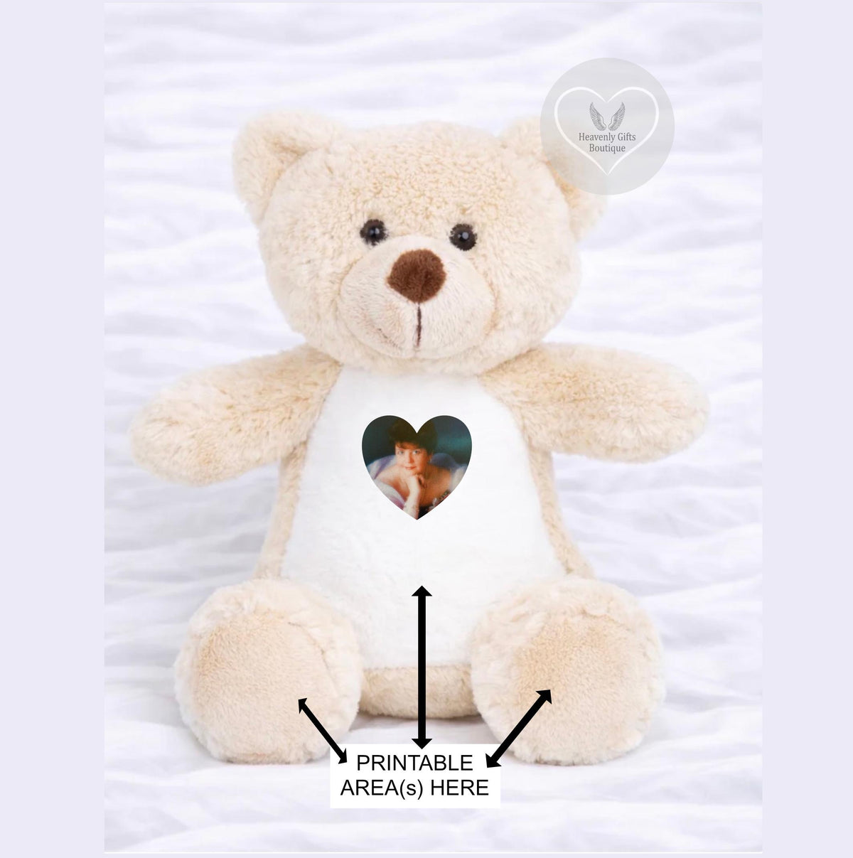 Childs memorial teddy bereavement keepsake with personalised photo