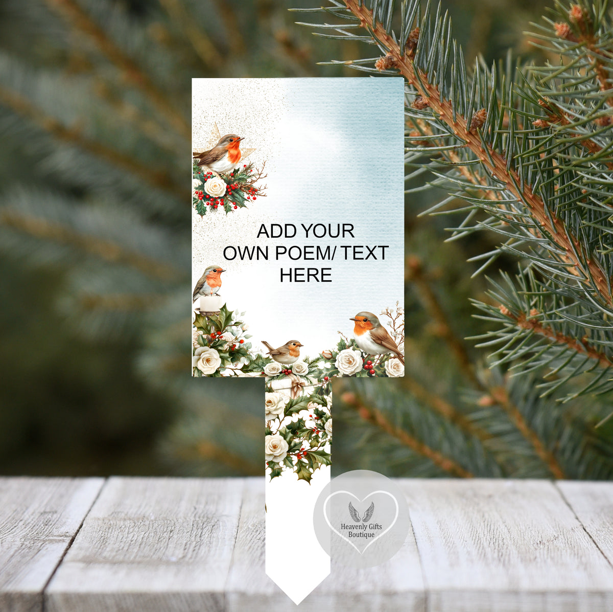 Christmas Card To Heaven grave marker with own wording and no photo