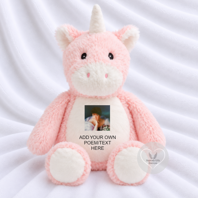 Cuddle From Heaven pink unicorn remembrance keepsake personalised for someone special