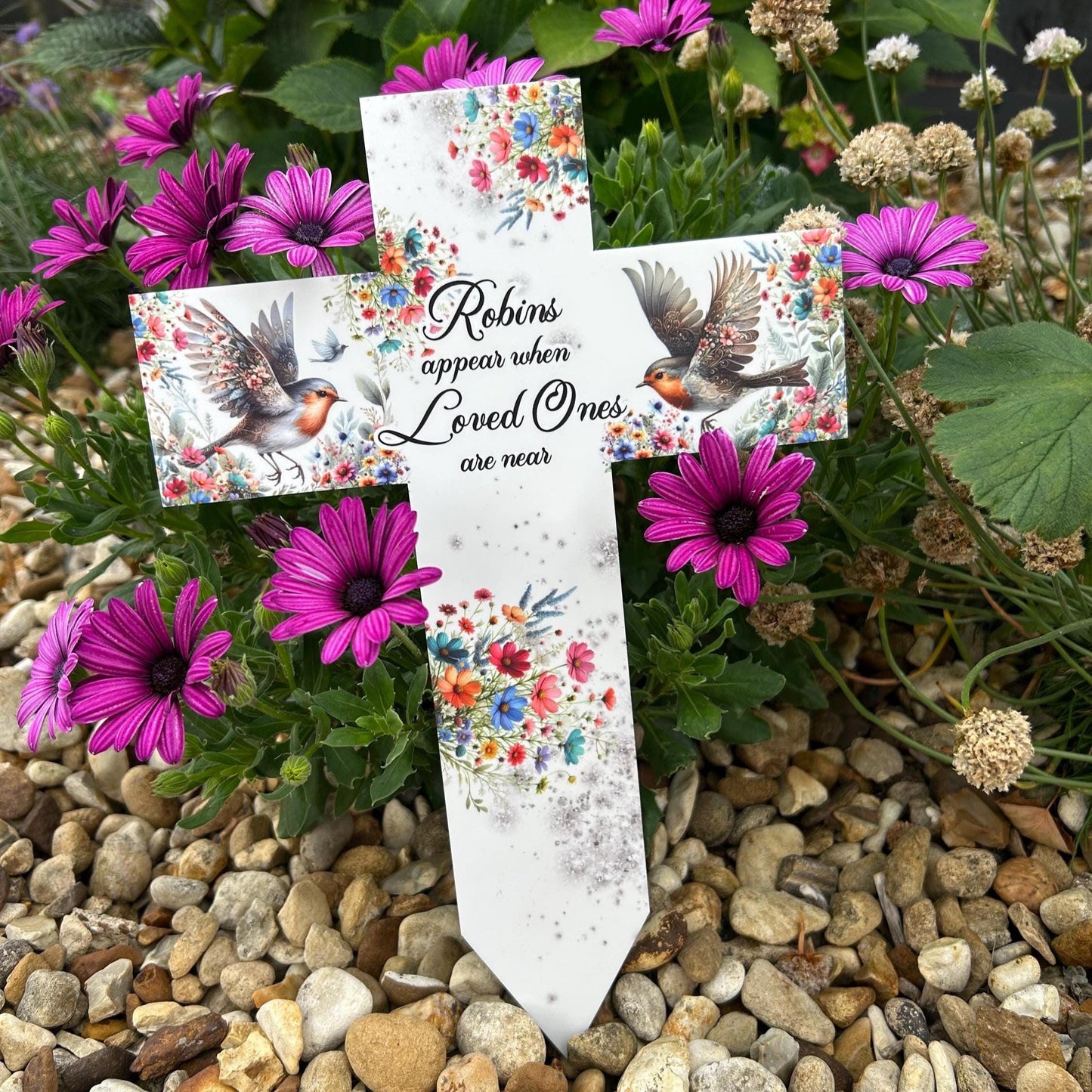 Robins Appear Cross Grave Marker