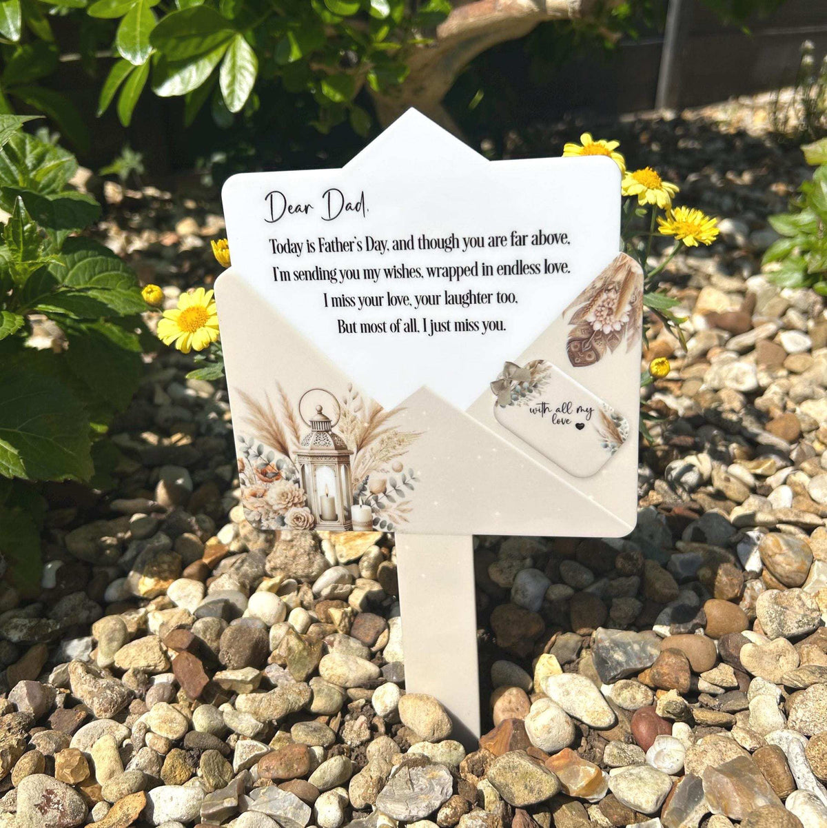 Dear Dad memorial letter marker for graveside remembrance