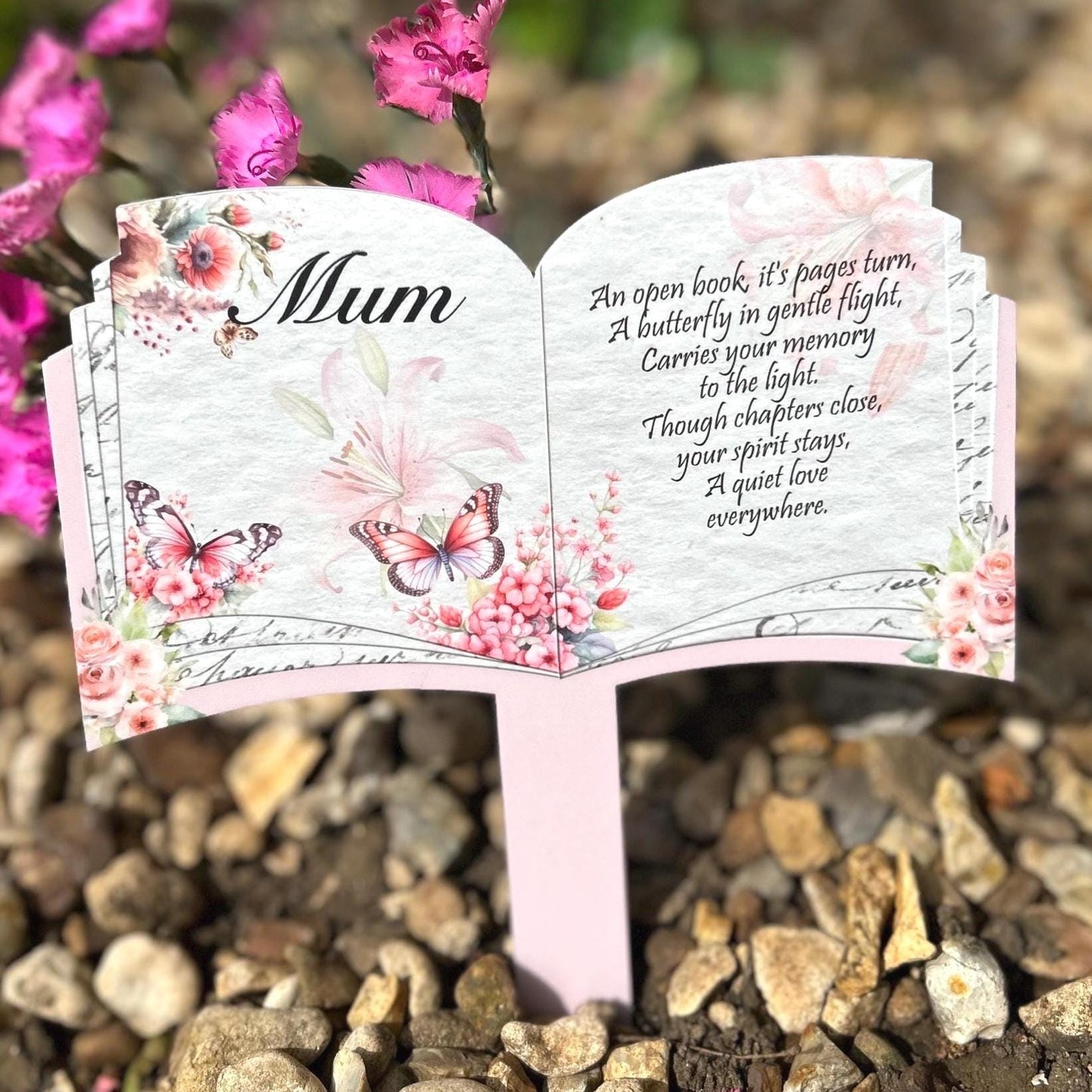 Butterfly Memorial Open Book Grave Marker