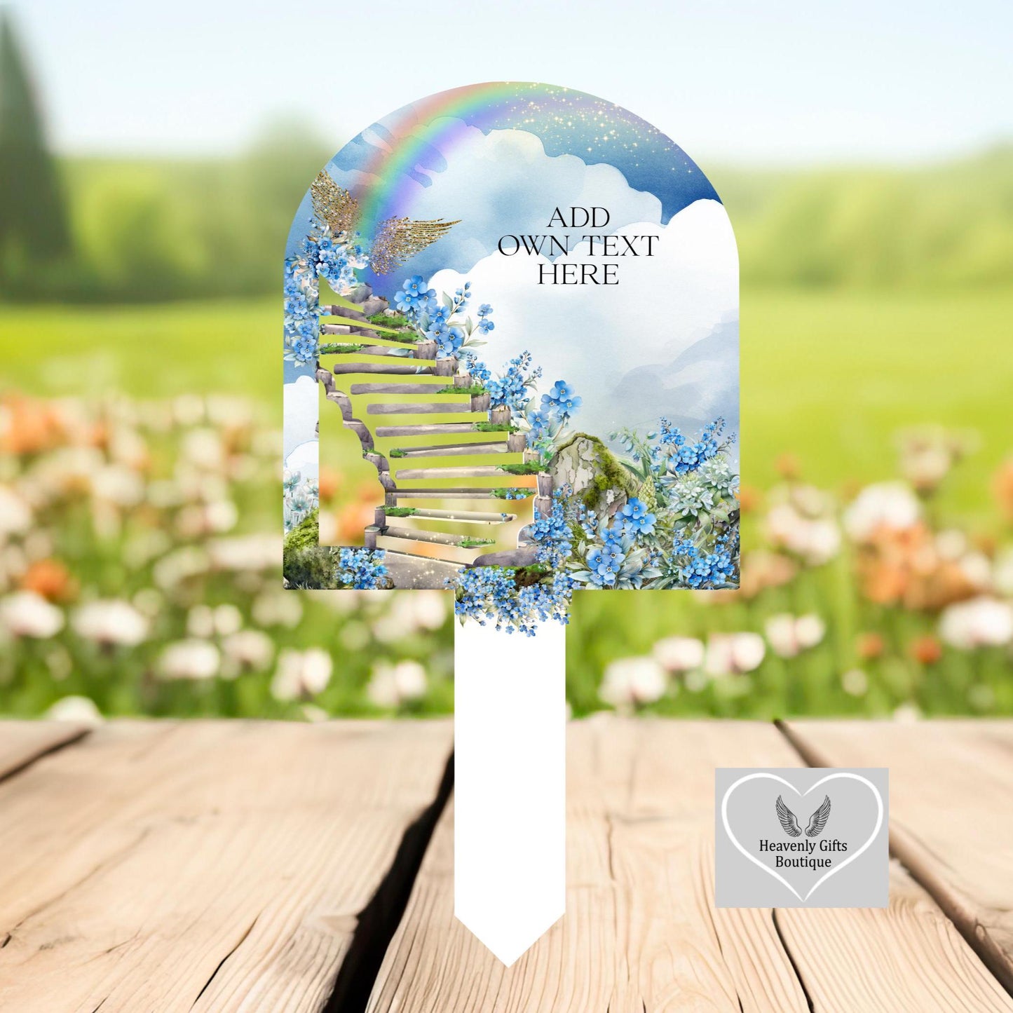 3D Stairs to Heaven Arch Grave Marker - In Loving Memory Cemetery Decoration