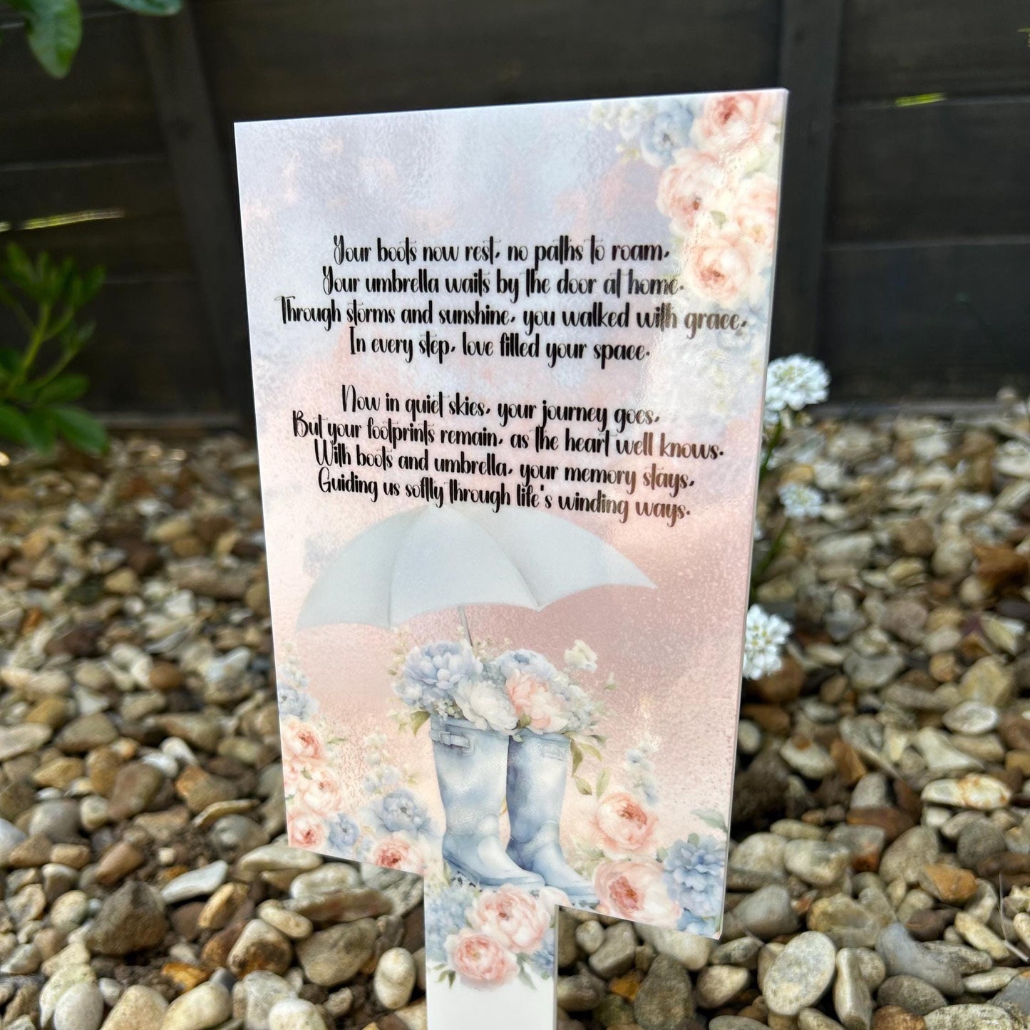Your Boots and Umbrella Now Rest Grave Marker
