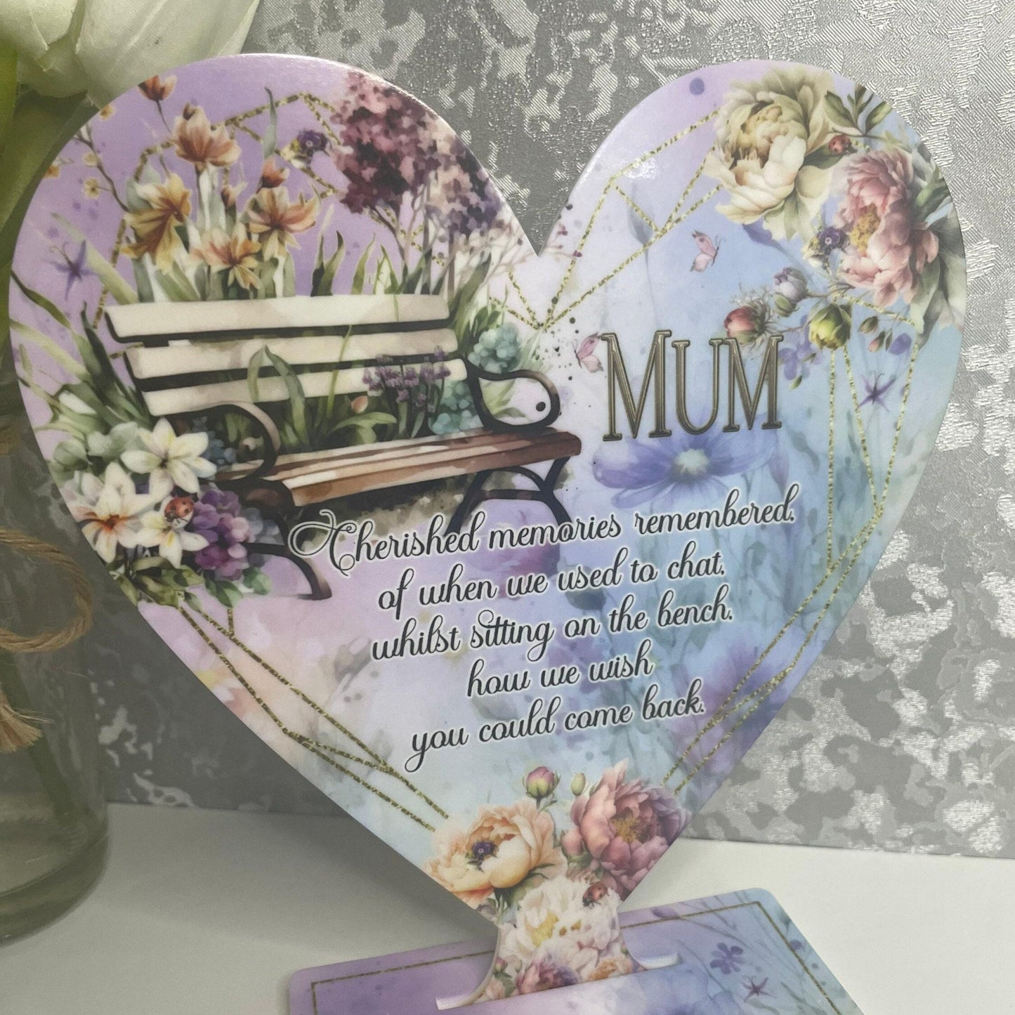 Mum Memorial Heart Tealight Plaque