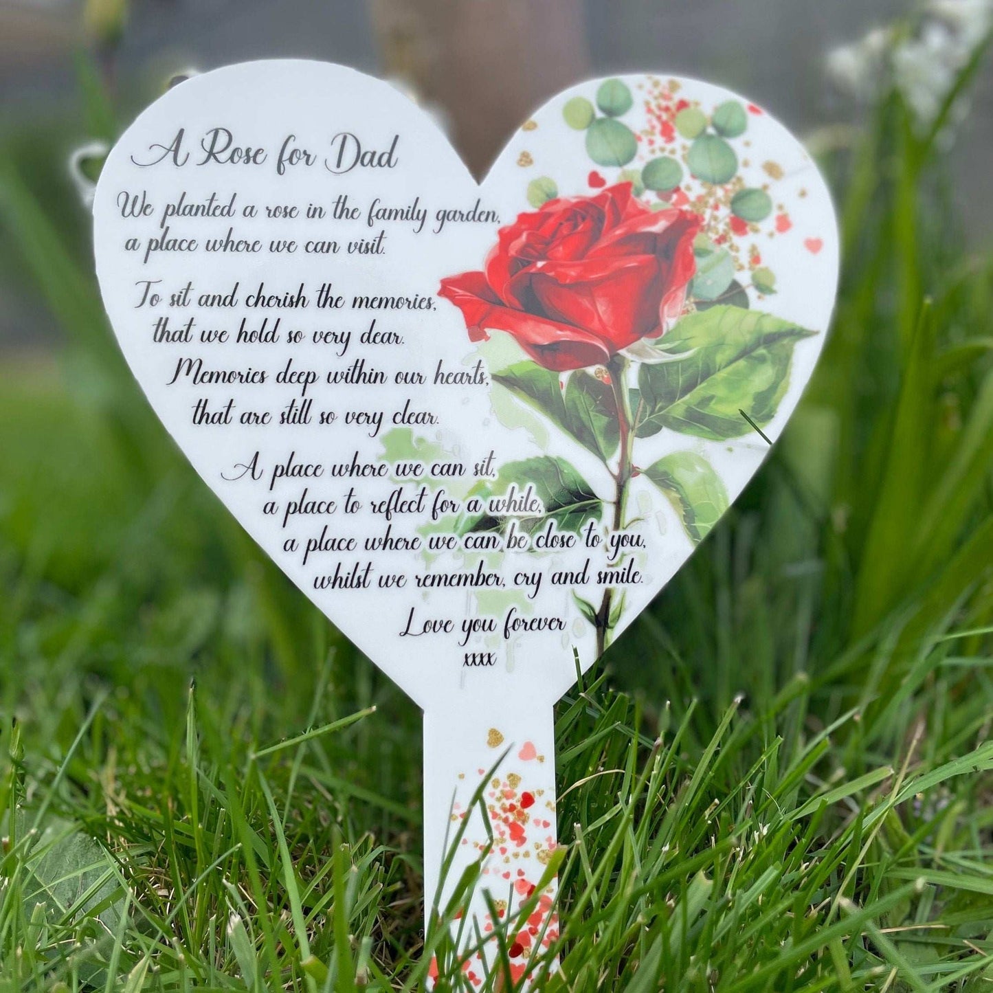 Memorial Rose Poem Heart Grave Marker