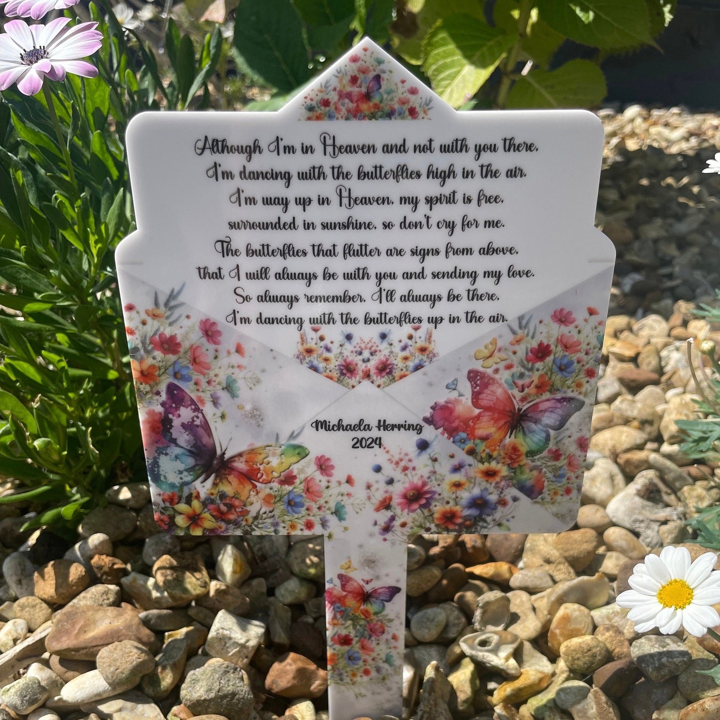 Butterfly Memorial Poem Letter Grave Marker