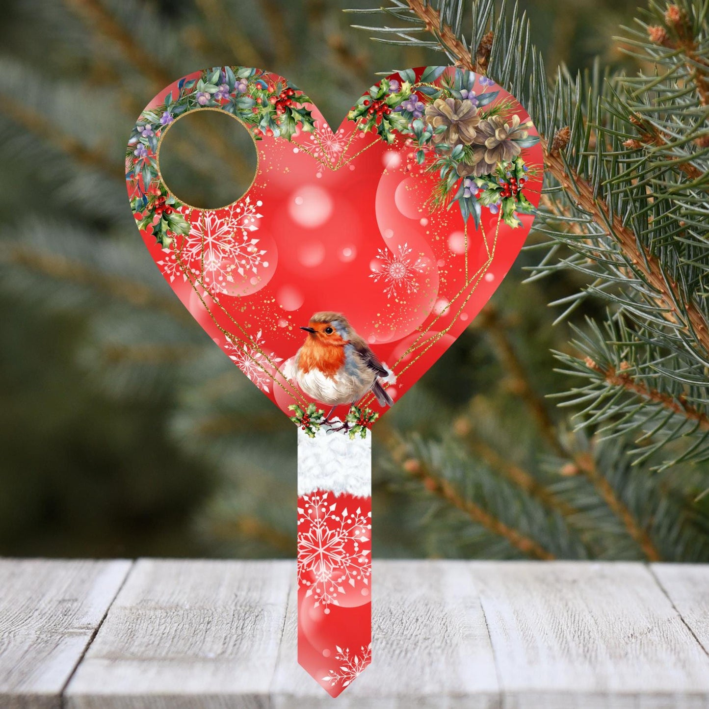 This Little Robin- Christmas Heart Grave Marker
