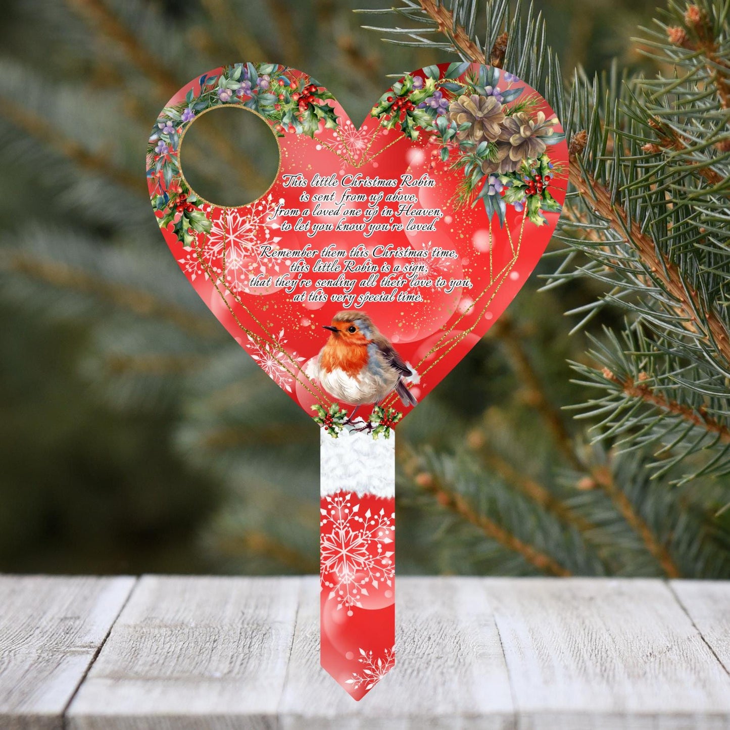 This Little Robin- Christmas Heart Grave Marker