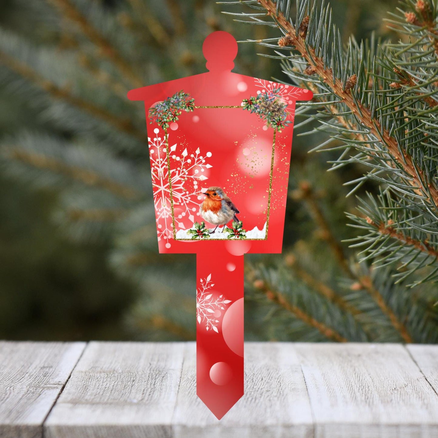 Christmas Robin Memorial Lantern Grave Maker