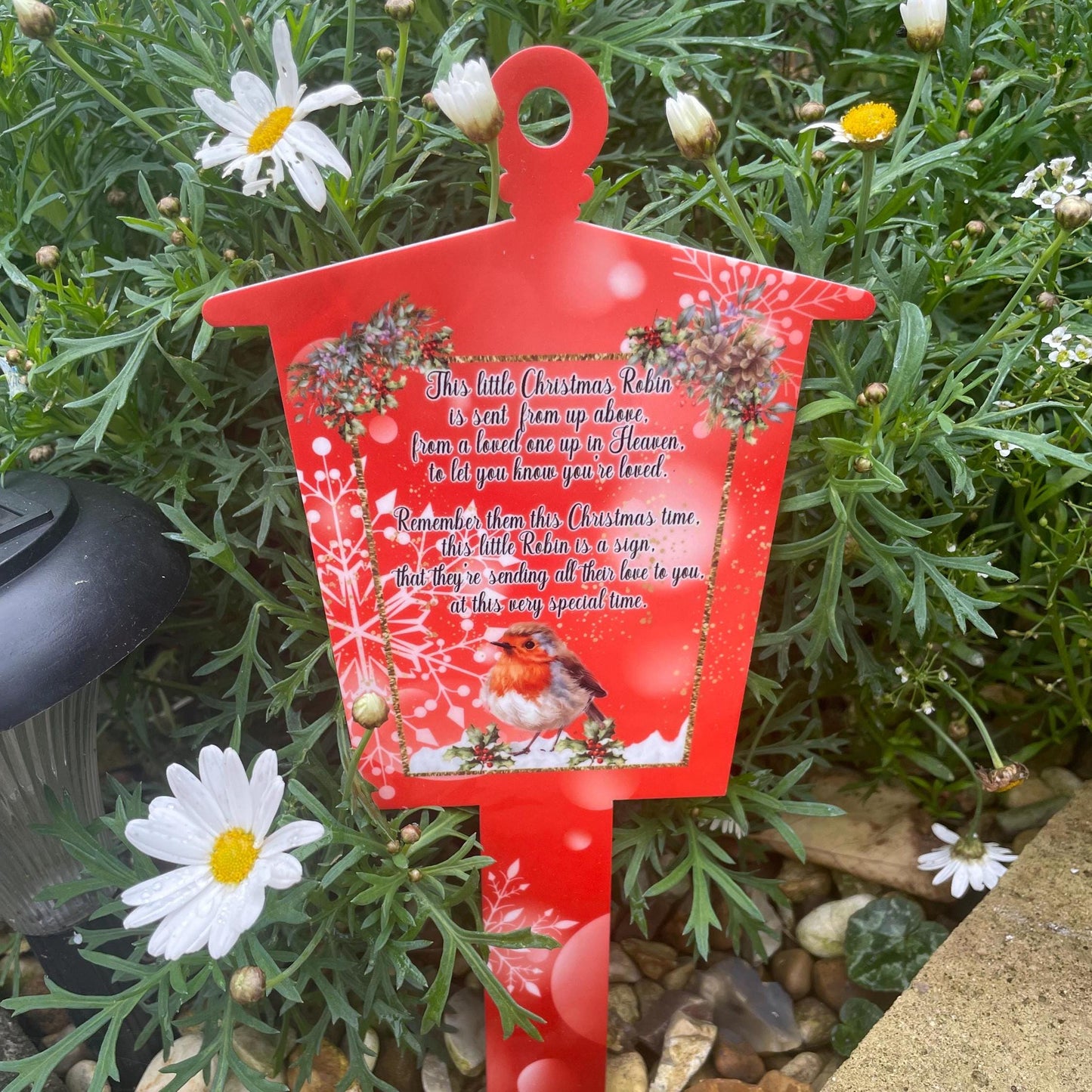 Christmas Robin Memorial Lantern Grave Maker