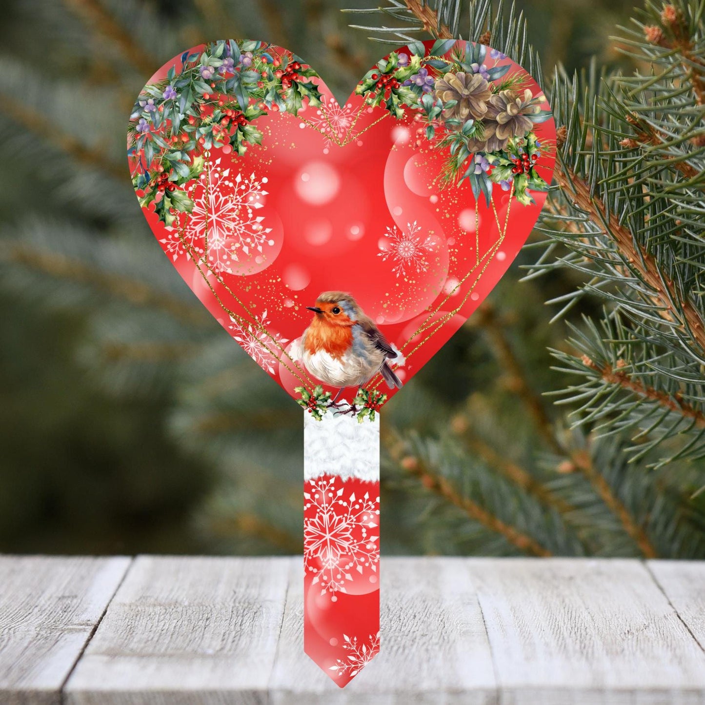 This Little Robin- Christmas Heart Grave Marker